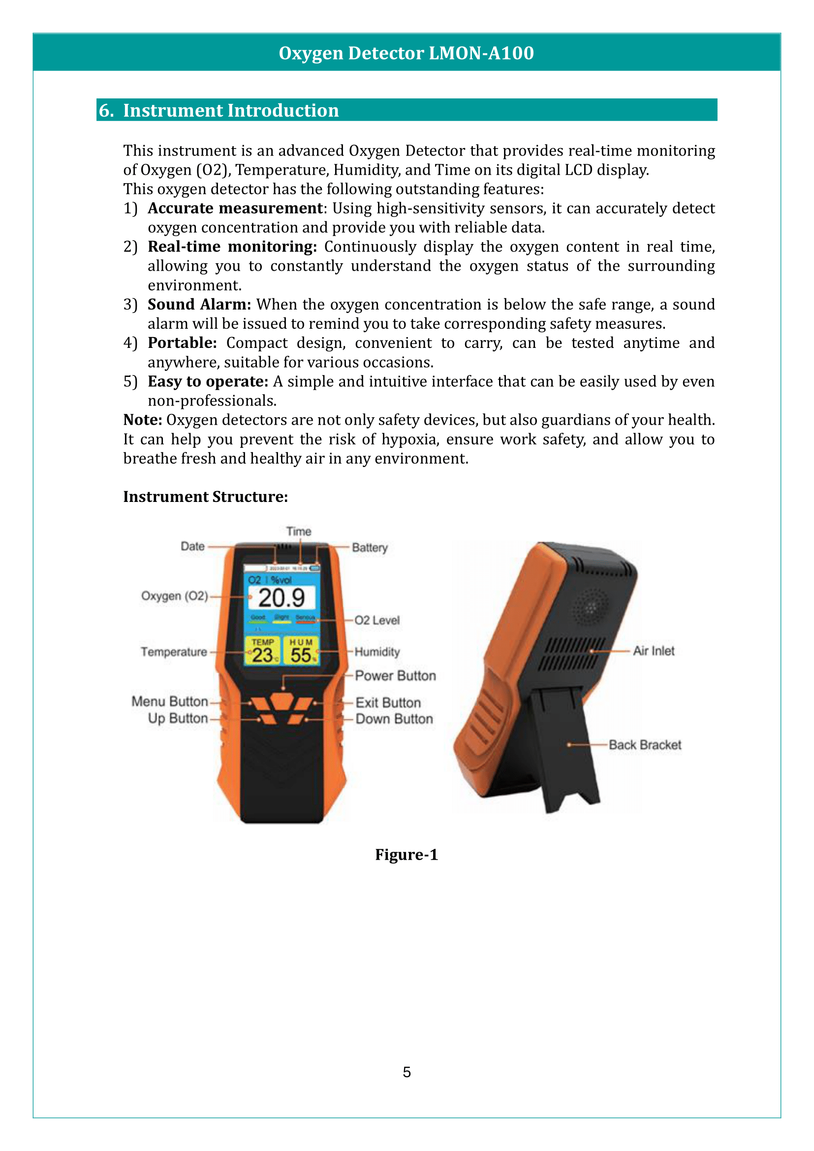 Oxygen Detector LMON-A100 Manual