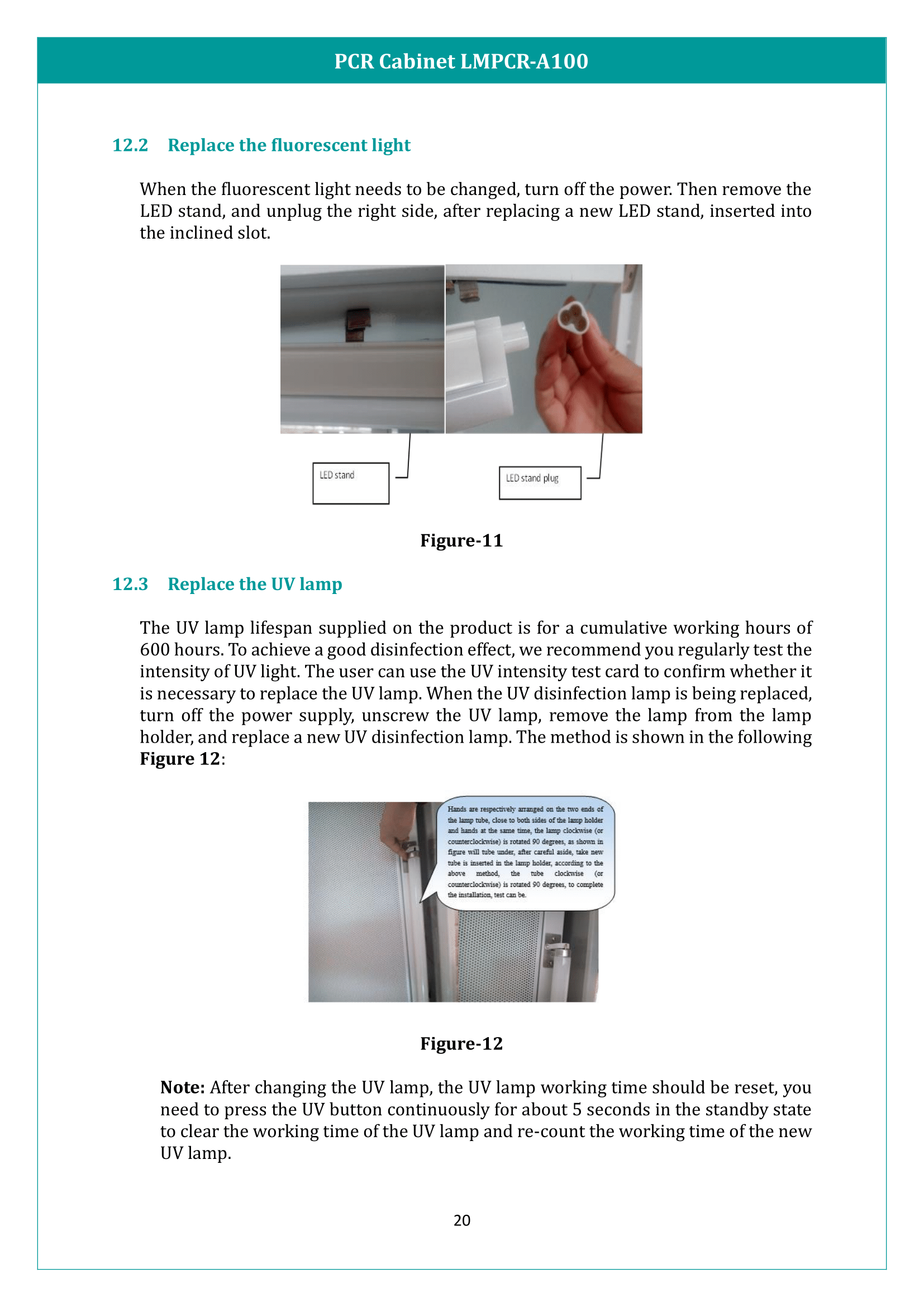 PCR Cabinet LMPCR-A100 Manual