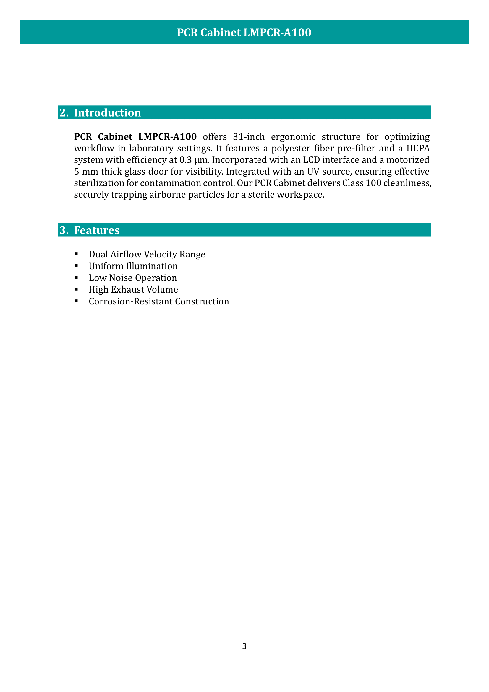 PCR Cabinet LMPCR-A100 Manual
