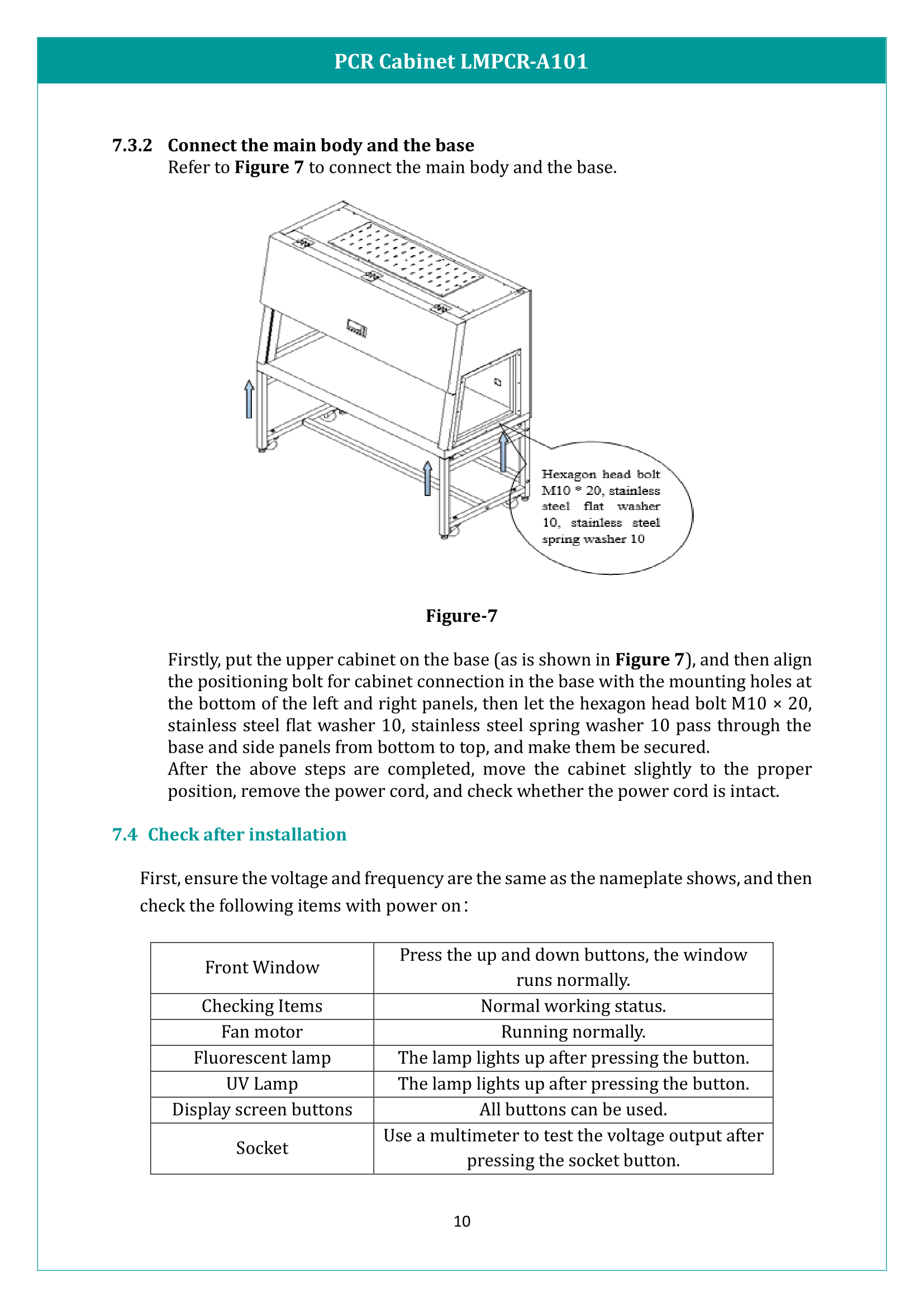 PCR Cabinet LMPCR-A101 Manual