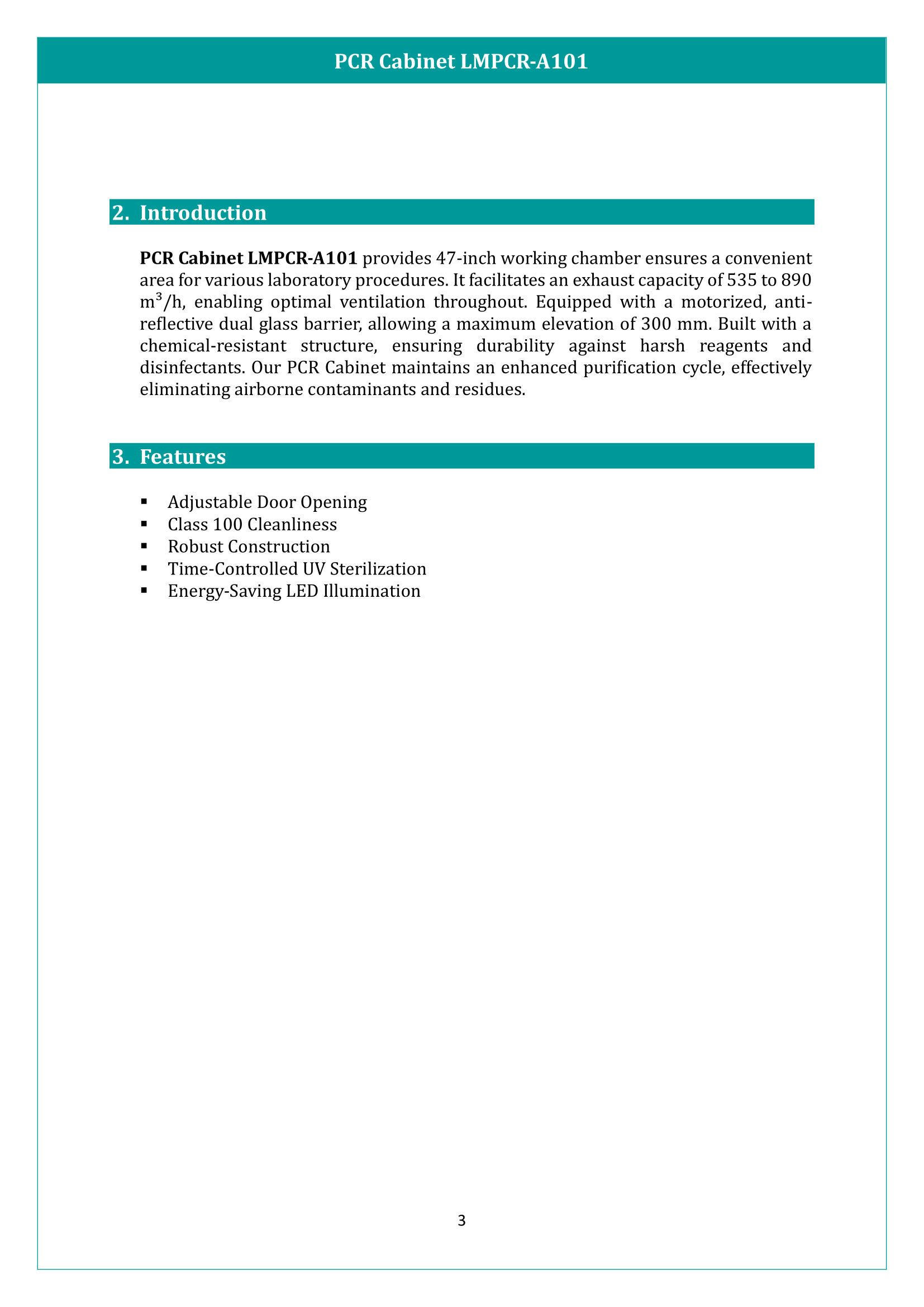 PCR Cabinet LMPCR-A101 Manual