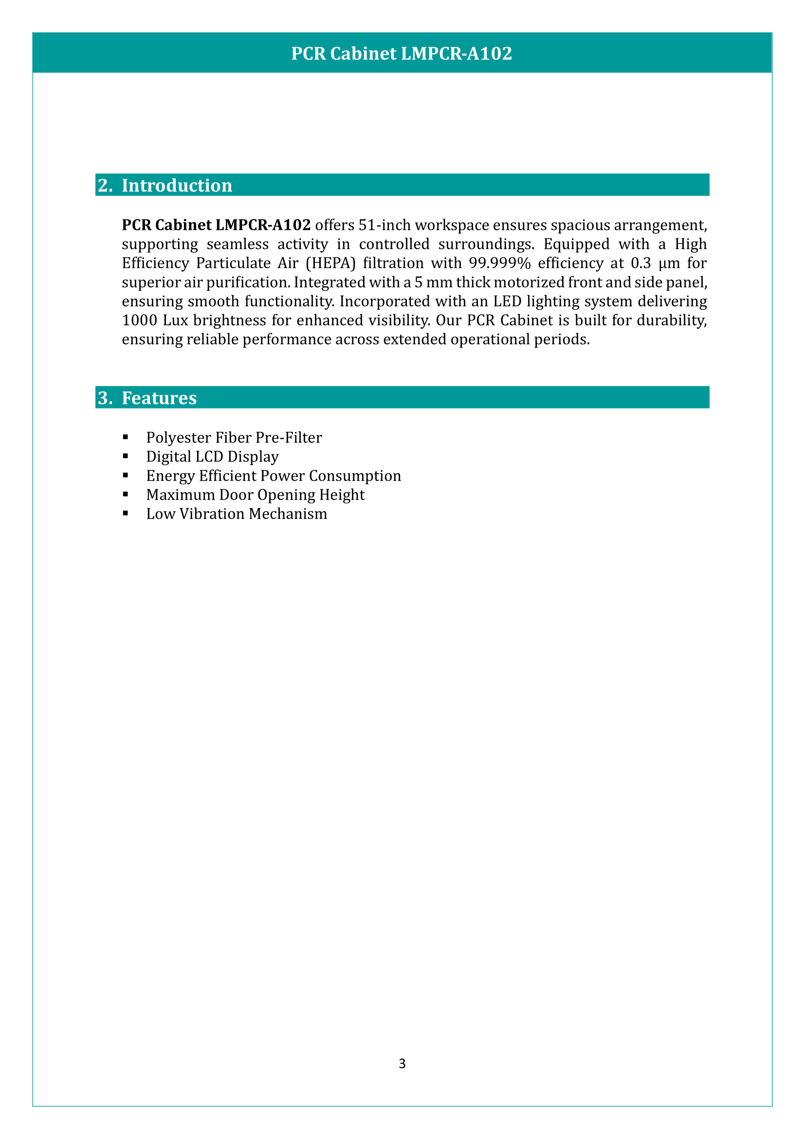 PCR Cabinet LMPCR-A102 Manual