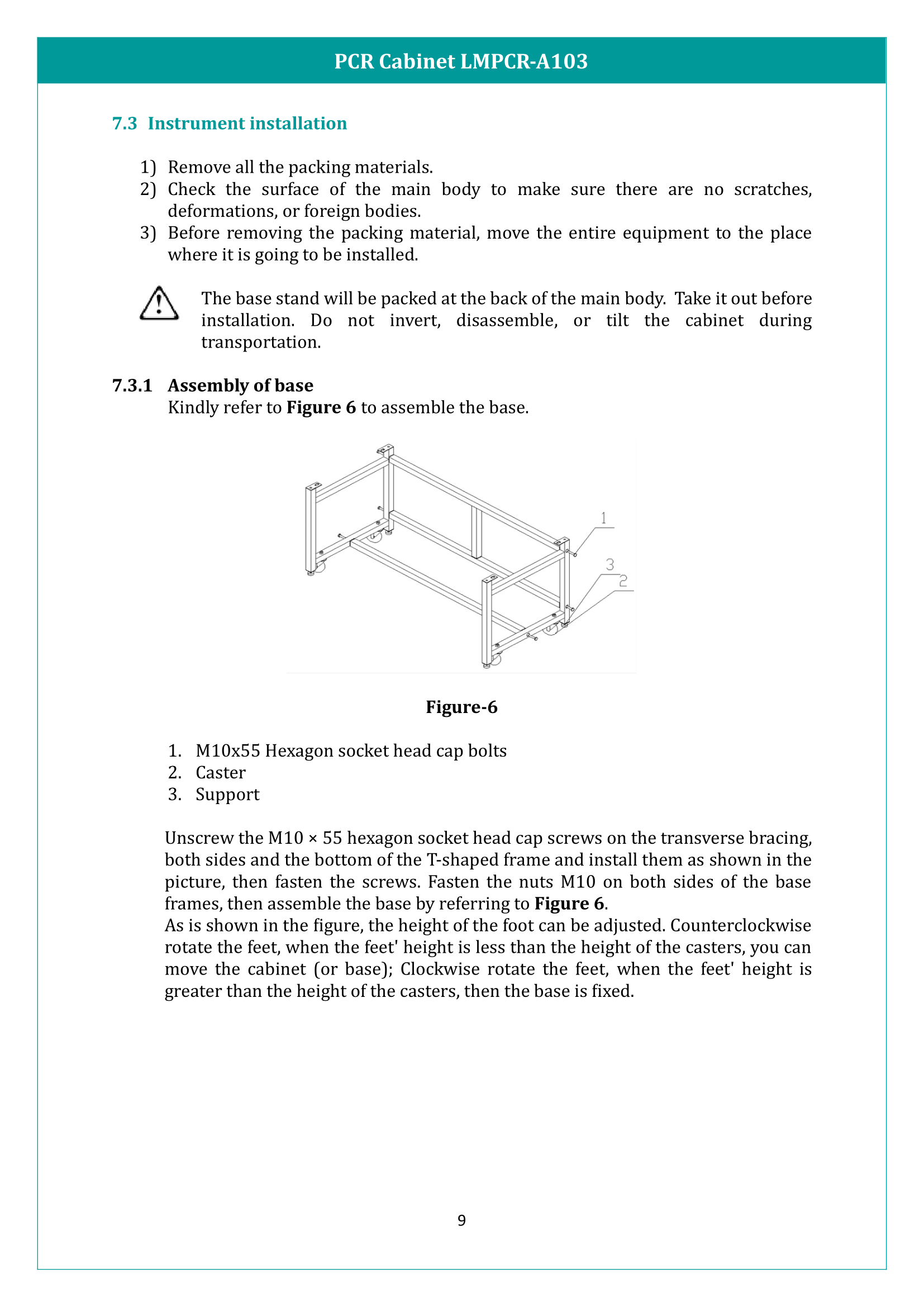 PCR Cabinet LMPCR-A103 Manual