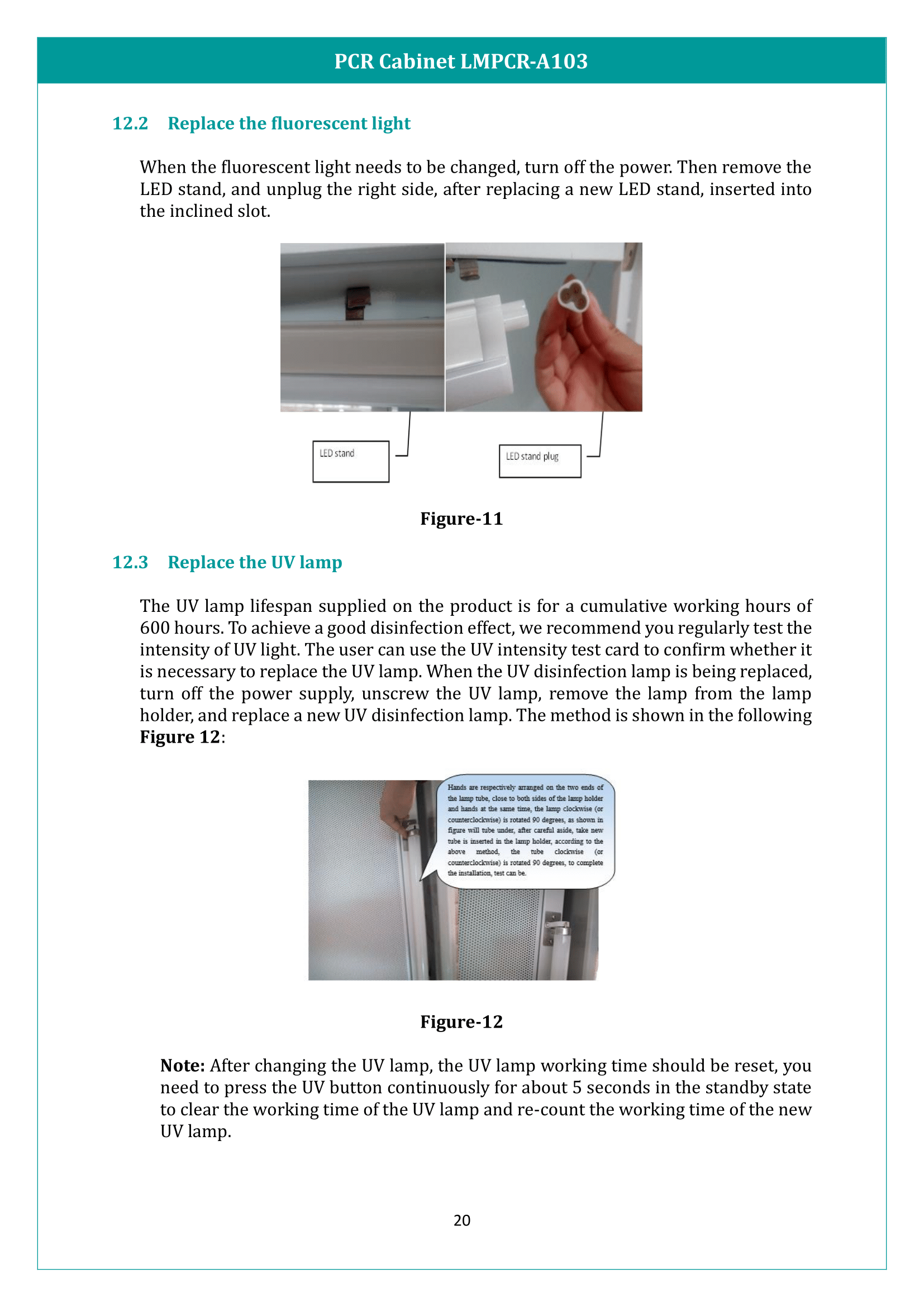 PCR Cabinet LMPCR-A103 Manual