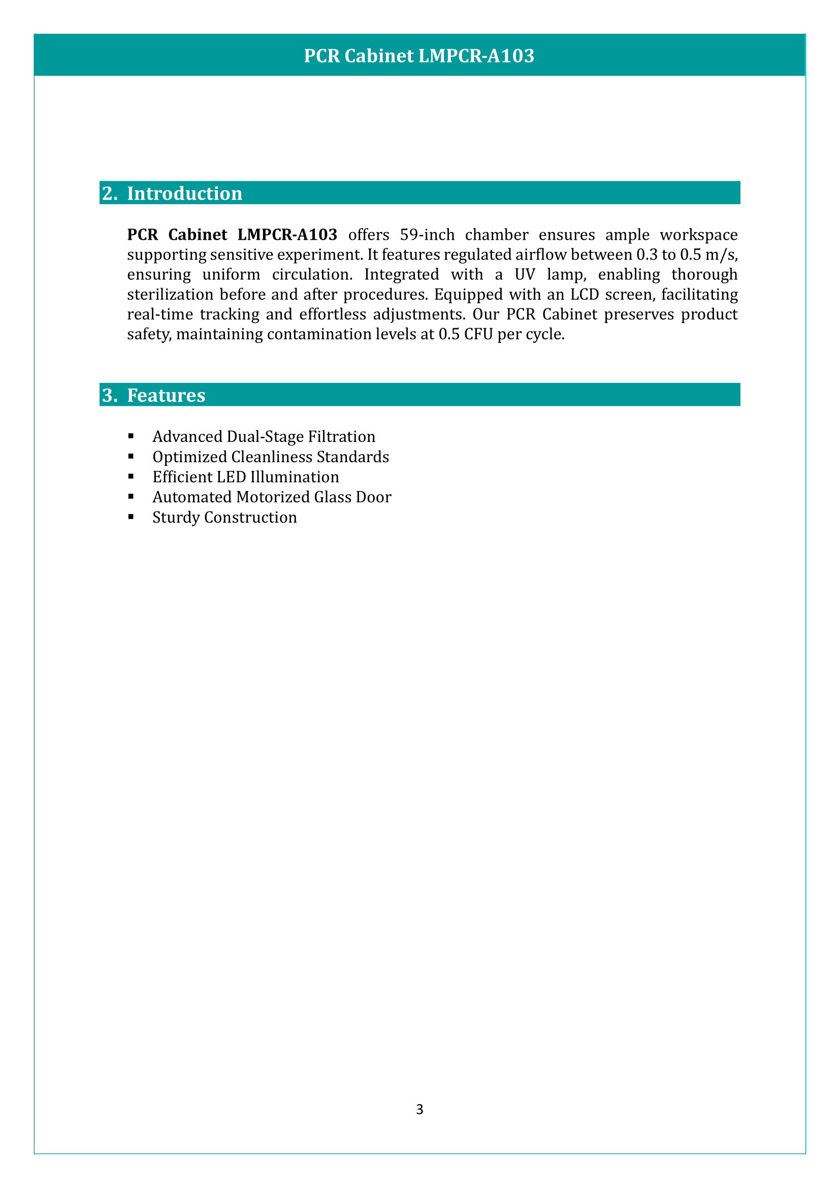 PCR Cabinet LMPCR-A103 Manual