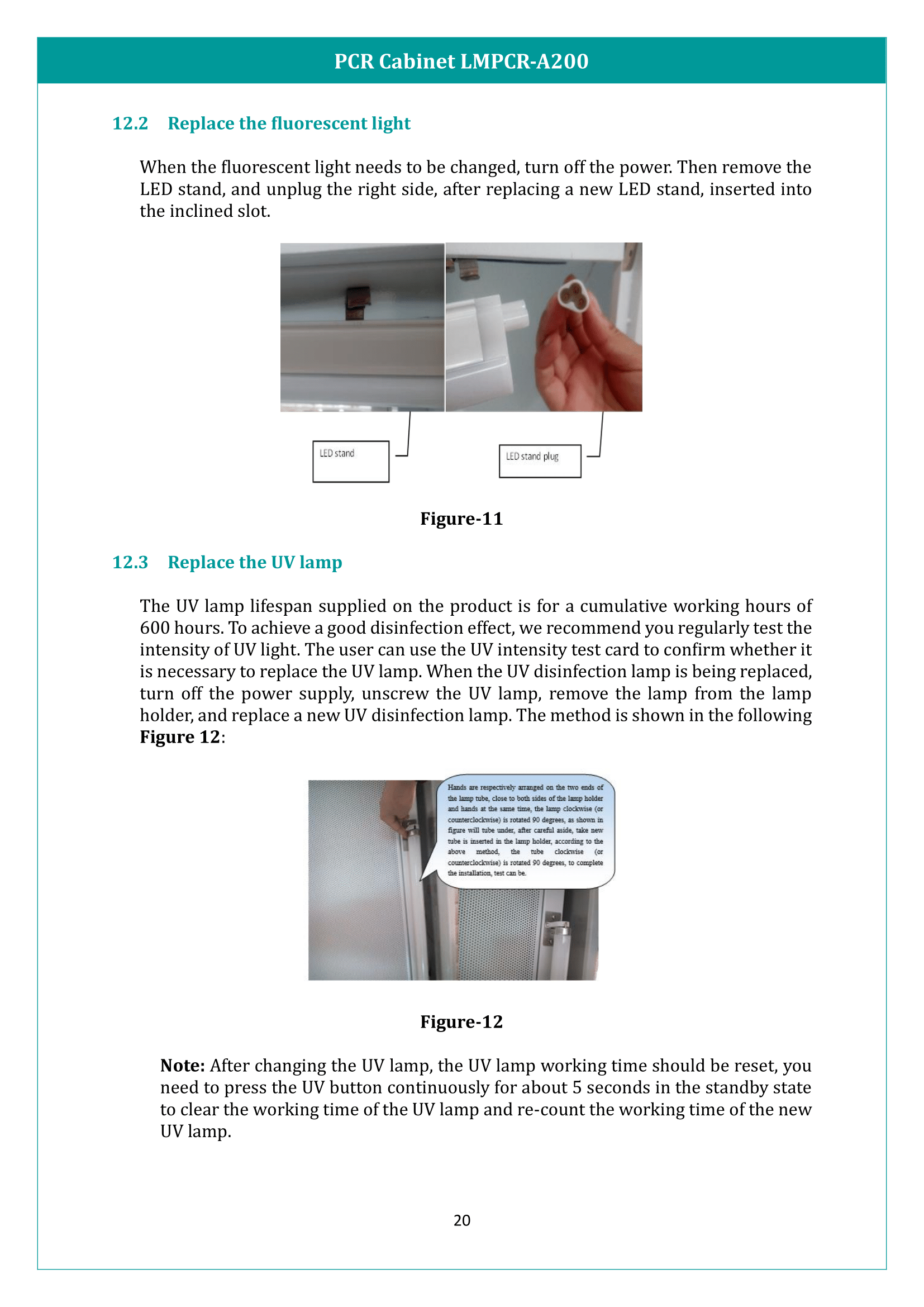 PCR Cabinet LMPCR-A200 Manual
