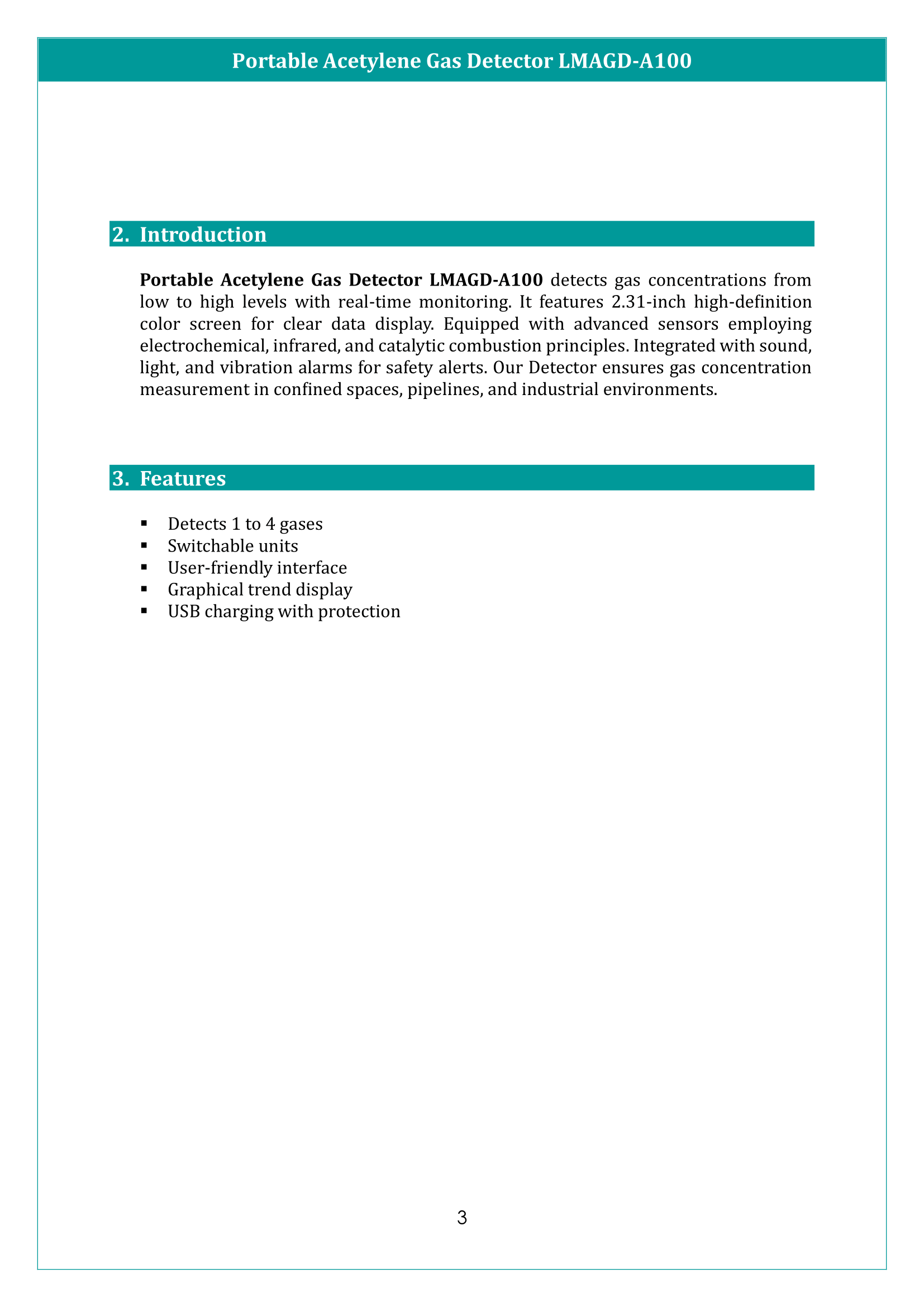 Portable Acetylene Gas Detector LMAGD-A100 Manual