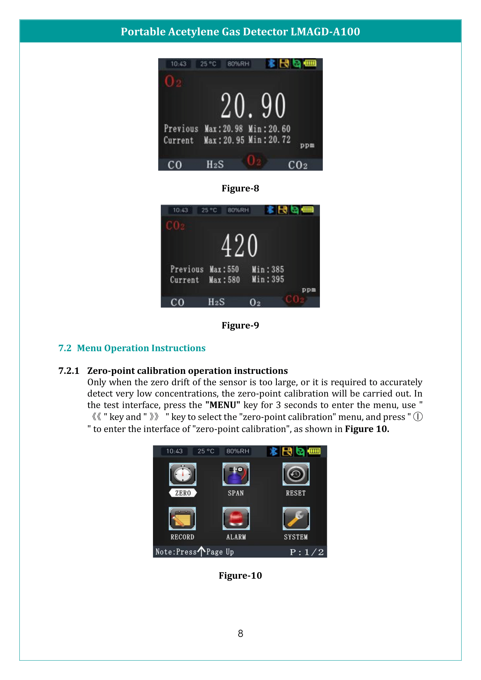 Portable Acetylene Gas Detector LMAGD-A100 Manual
