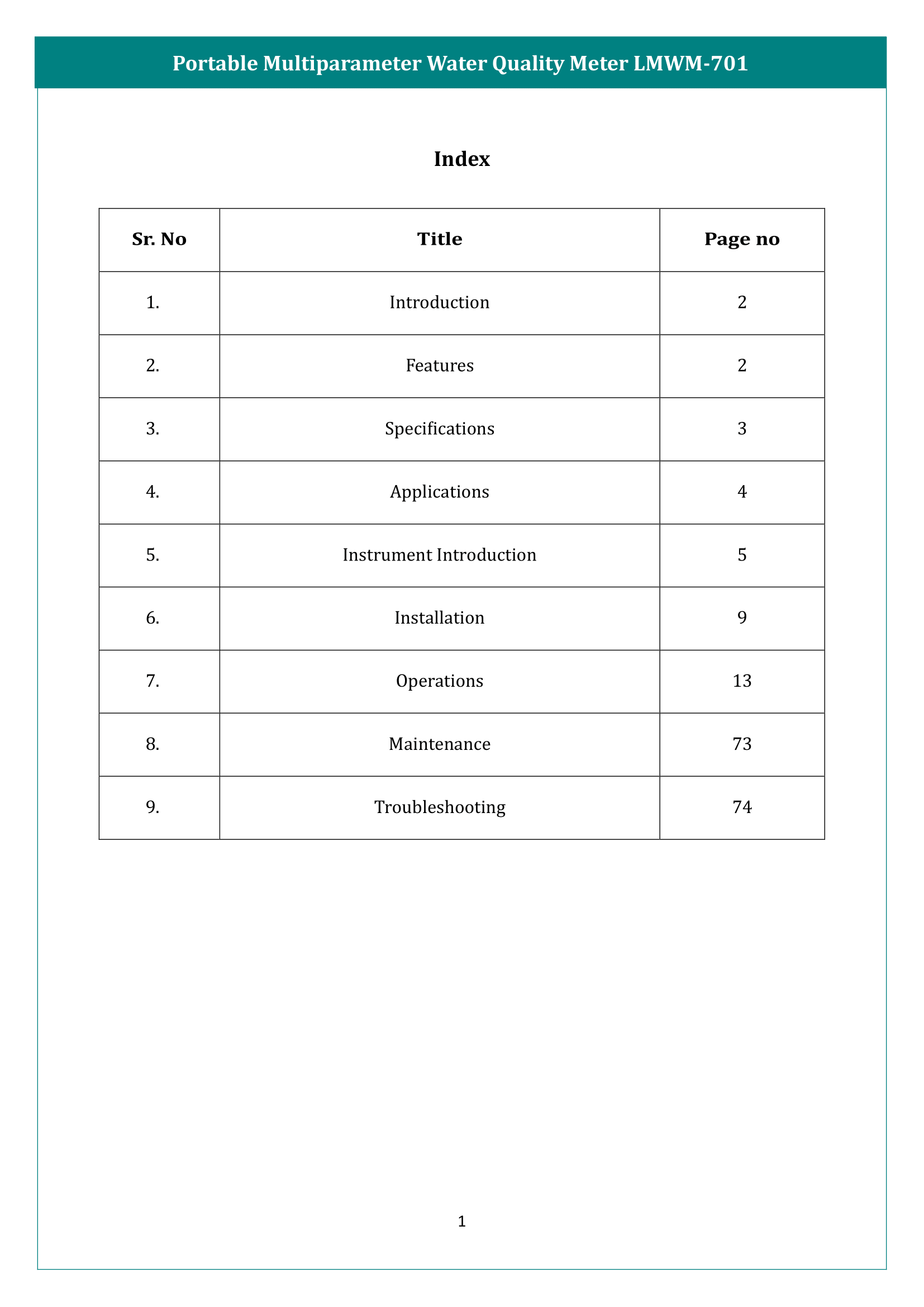 Portable Multiparameter Water Quality Meter LMWM-701 Manual