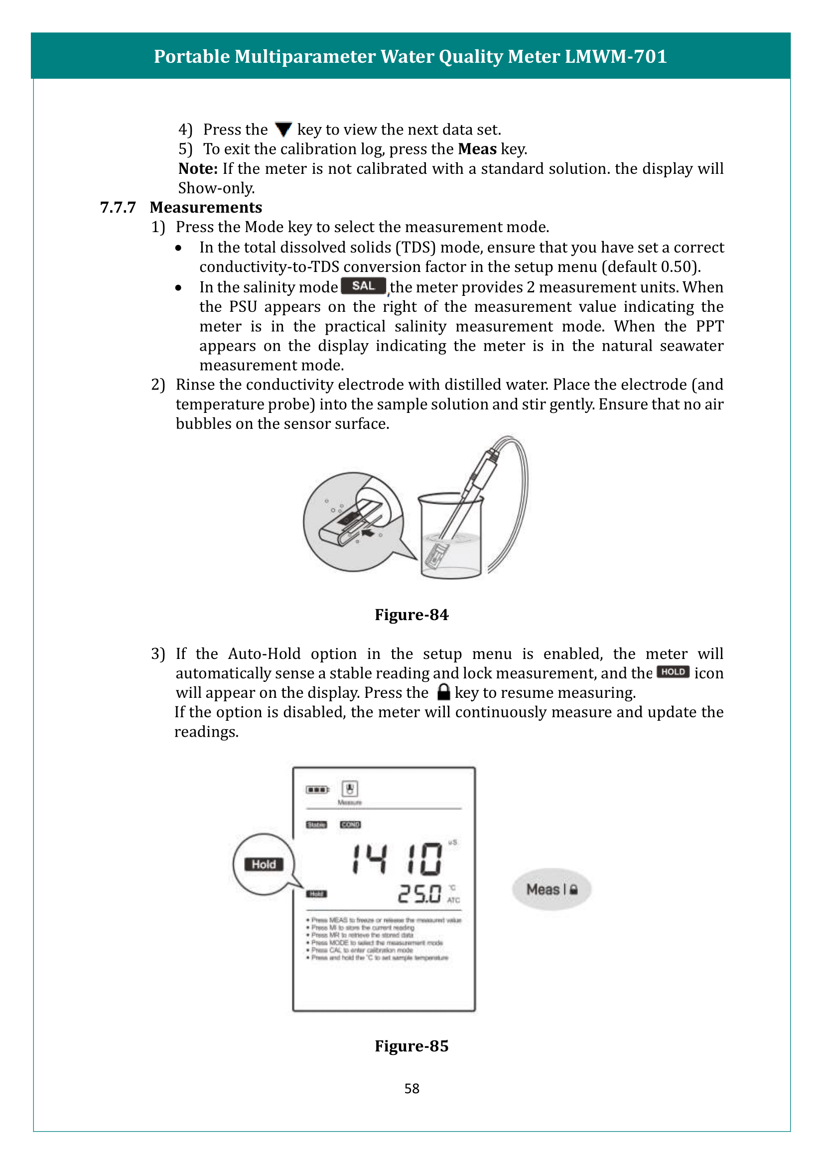 Portable Multiparameter Water Quality Meter LMWM-701 Manual