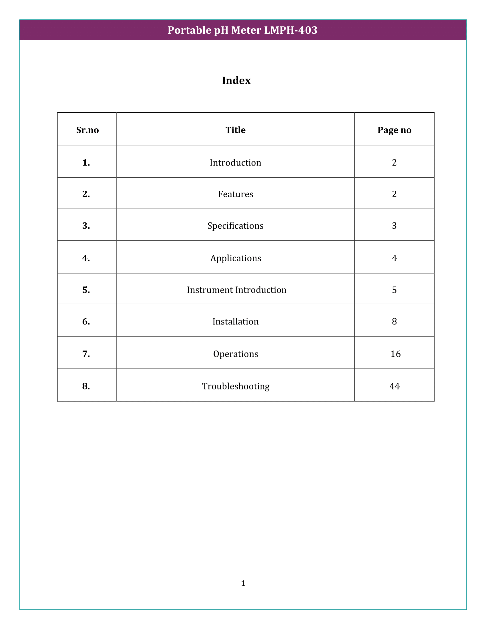 Portable pH Meter LMPH-403 Manual