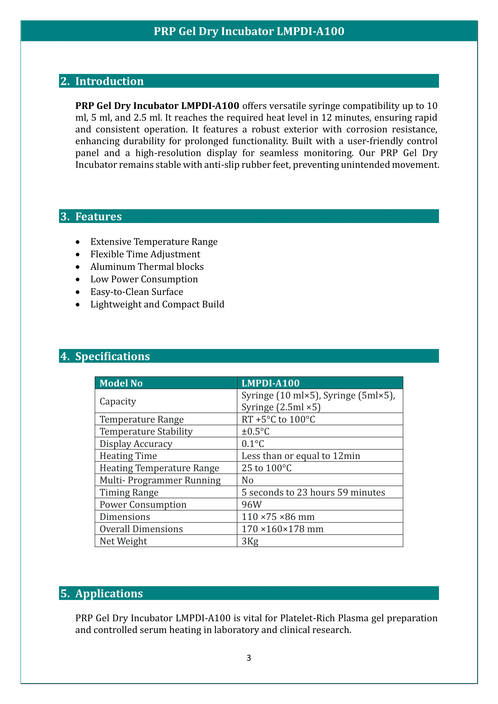 PRP Gel Dry Incubator LMPDI-A100 Manual