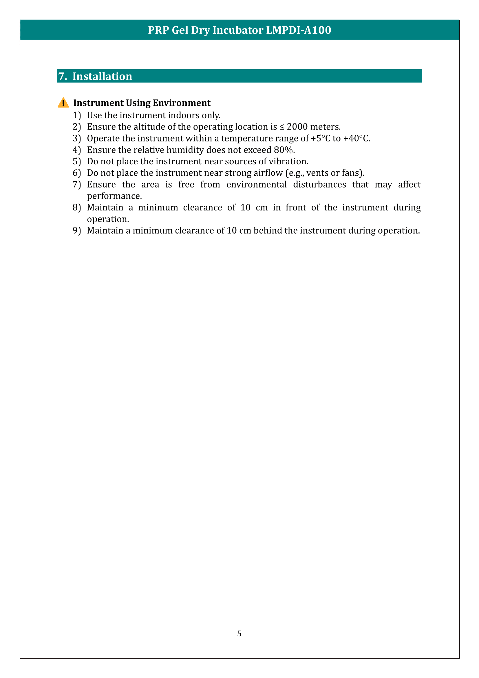 PRP Gel Dry Incubator LMPDI-A100 Manual