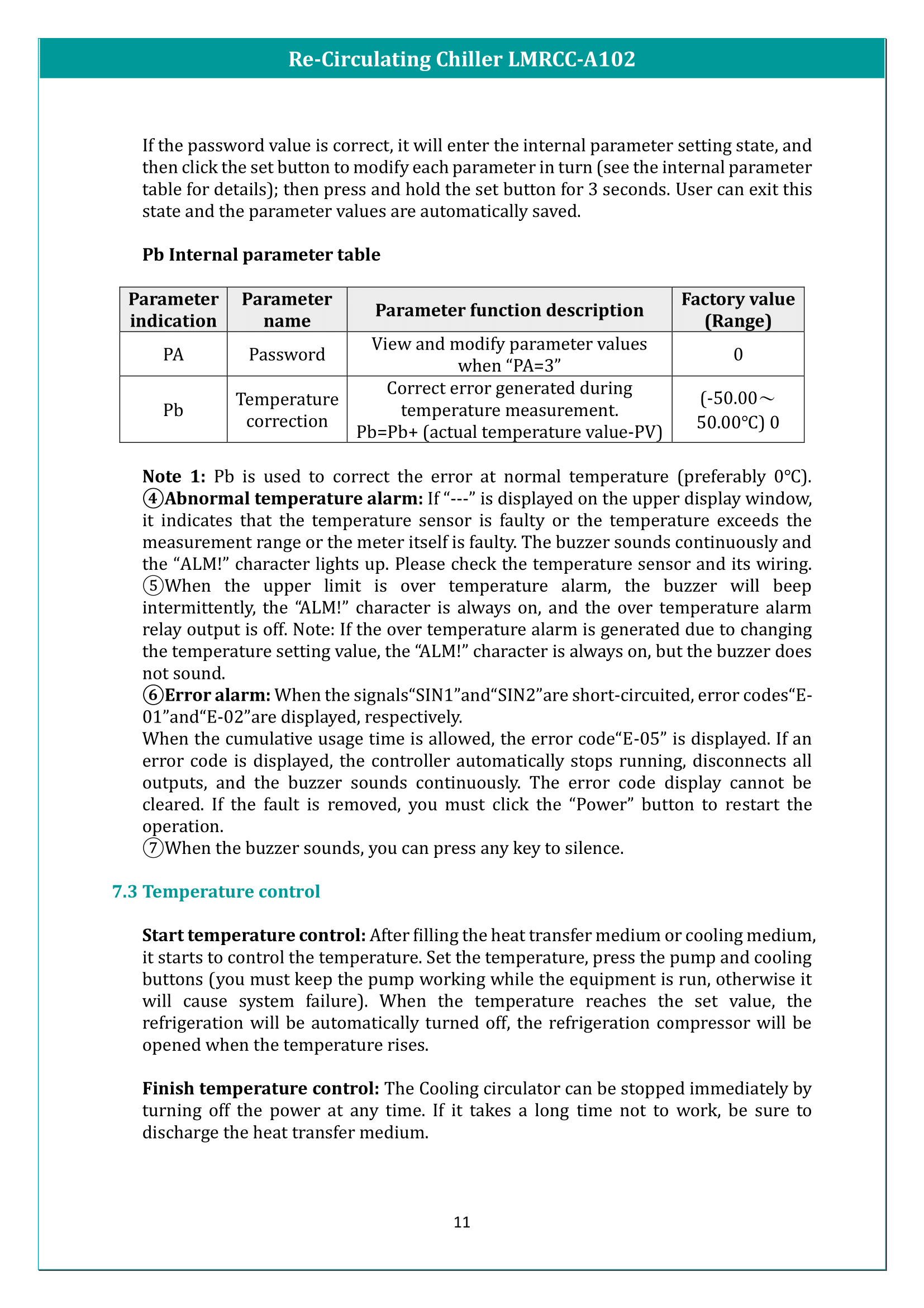 Re-Circulating Chiller LMRCC-A102 Manual