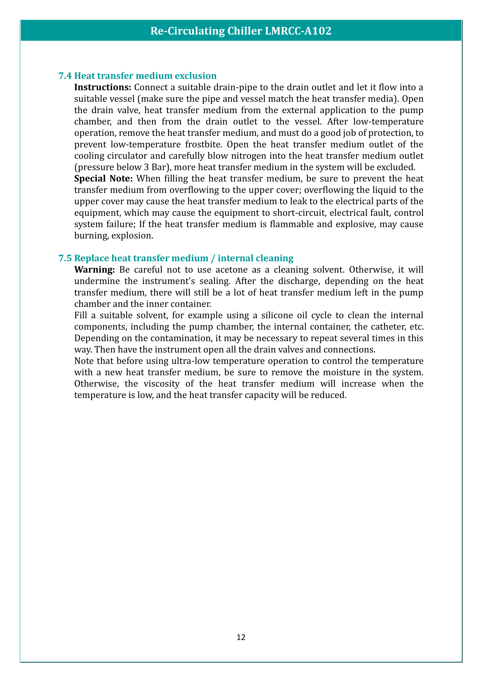 Re-Circulating Chiller LMRCC-A102 Manual
