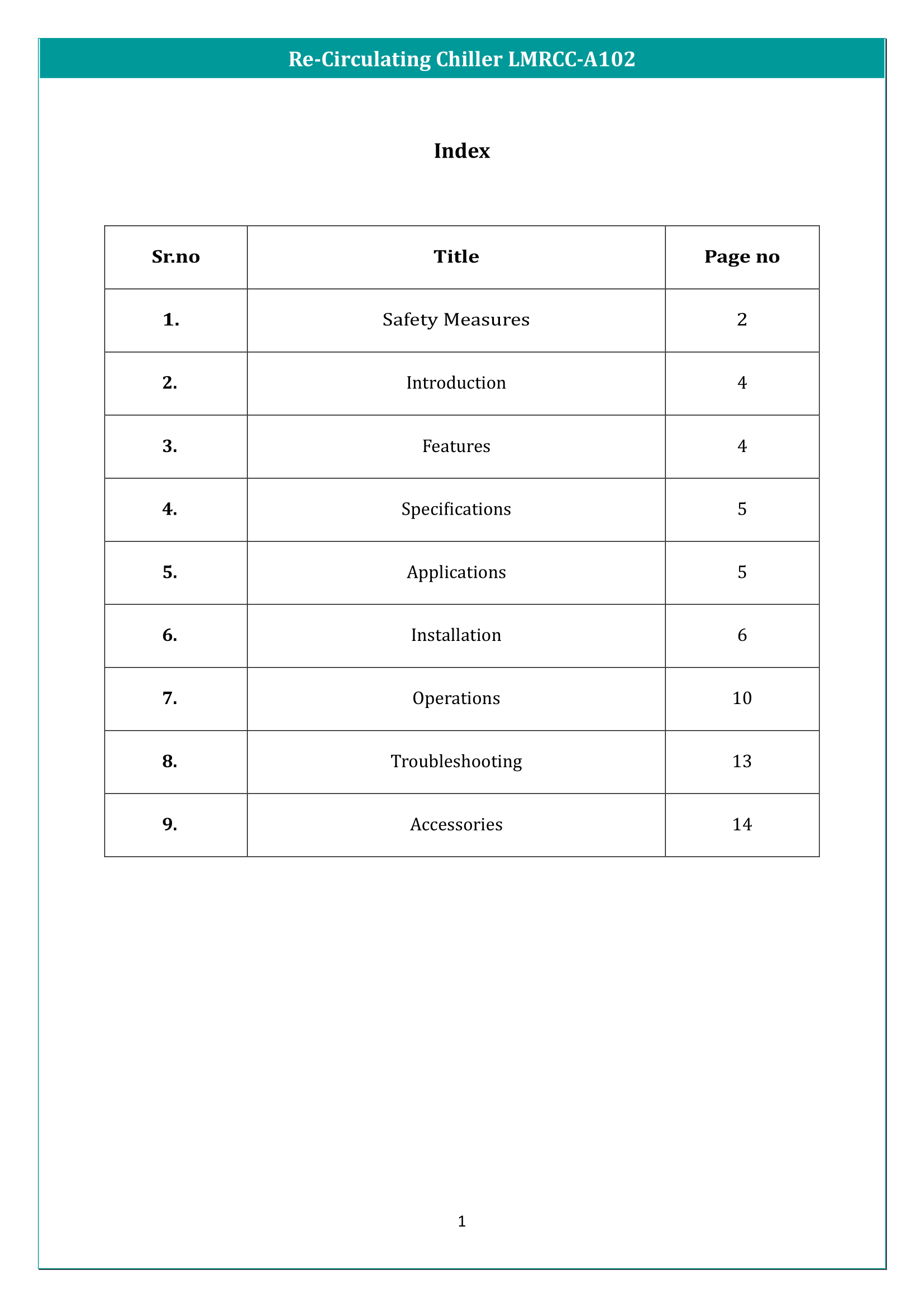Re-Circulating Chiller LMRCC-A102 Manual