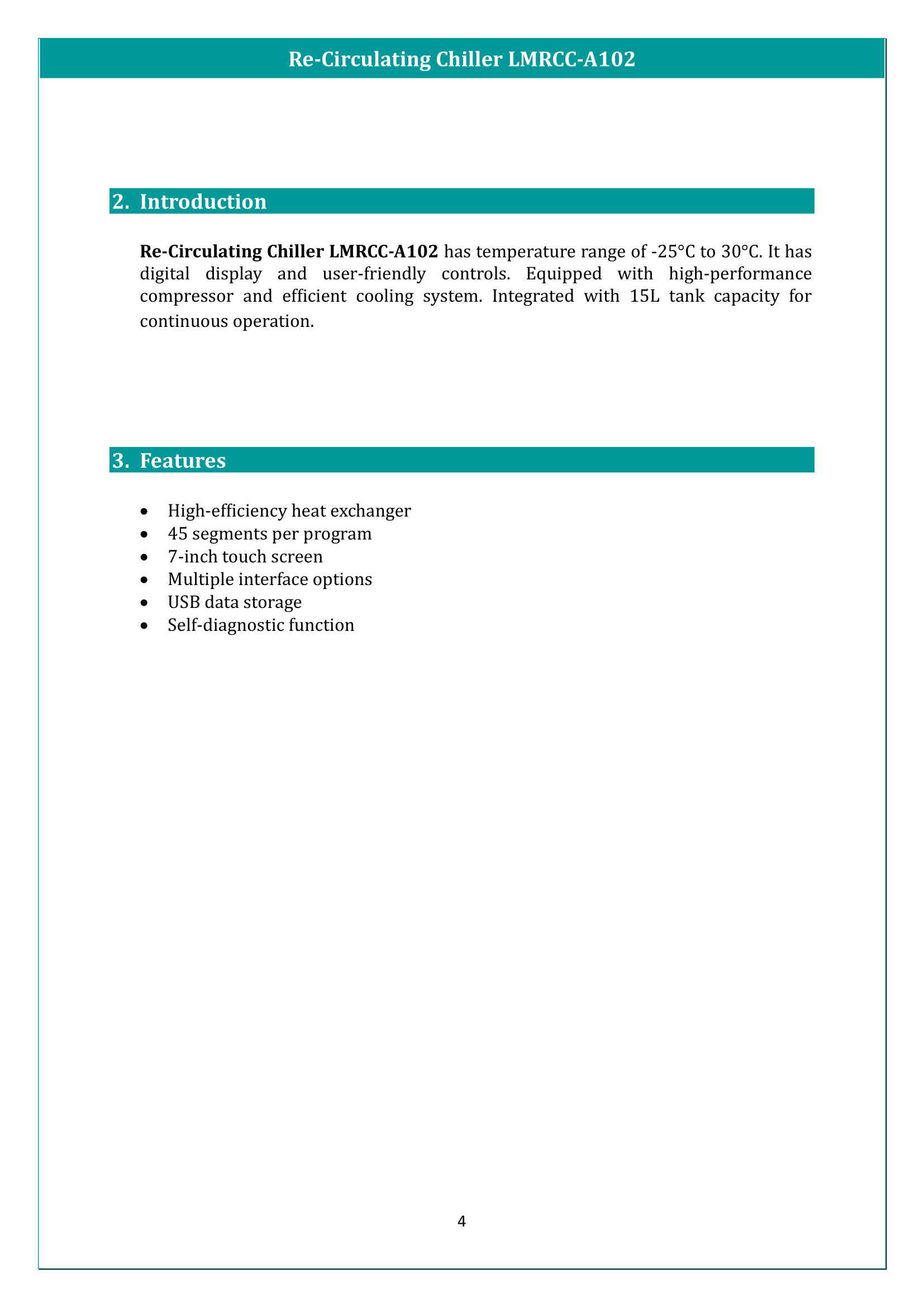 Re-Circulating Chiller LMRCC-A102 Manual