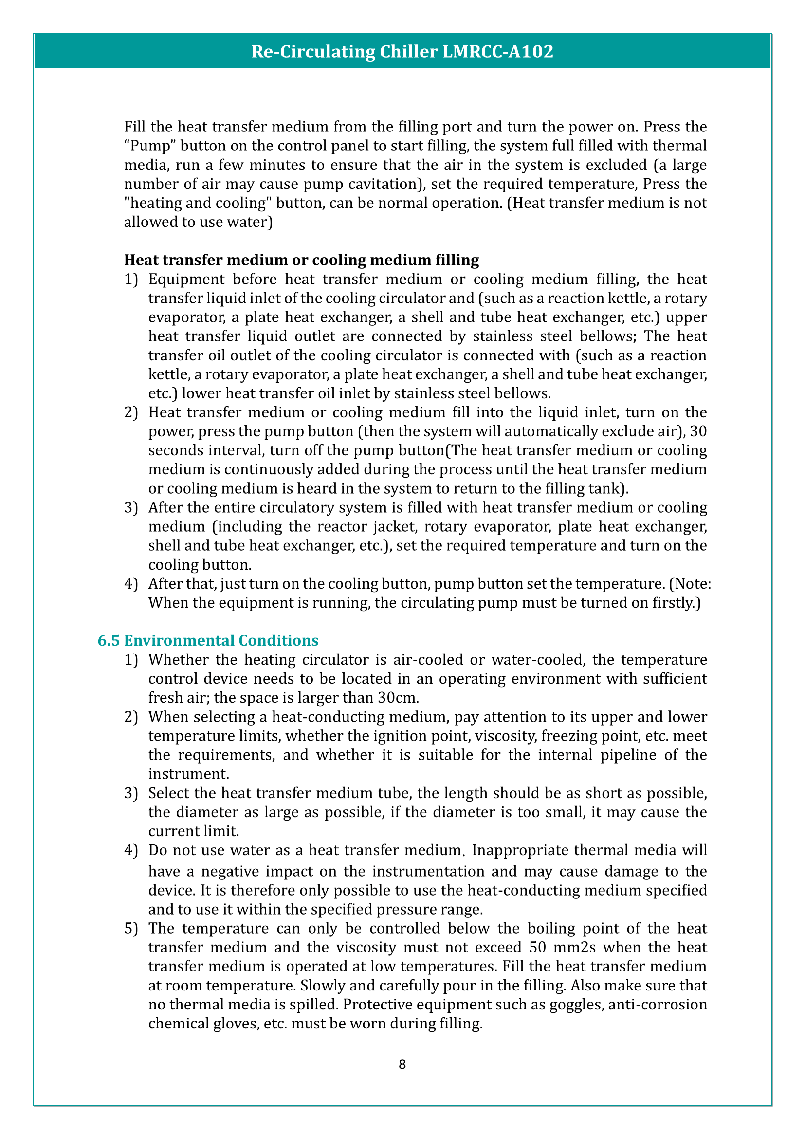 Re-Circulating Chiller LMRCC-A102 Manual