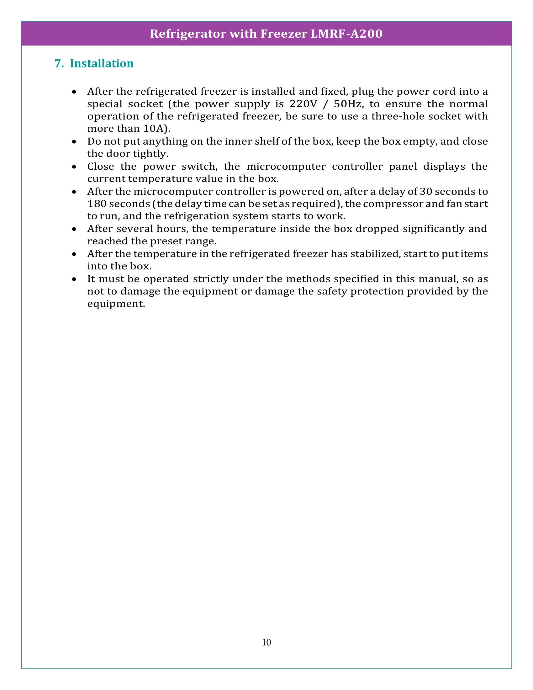 Refrigerator with Freezer LMRF-A200 Manual