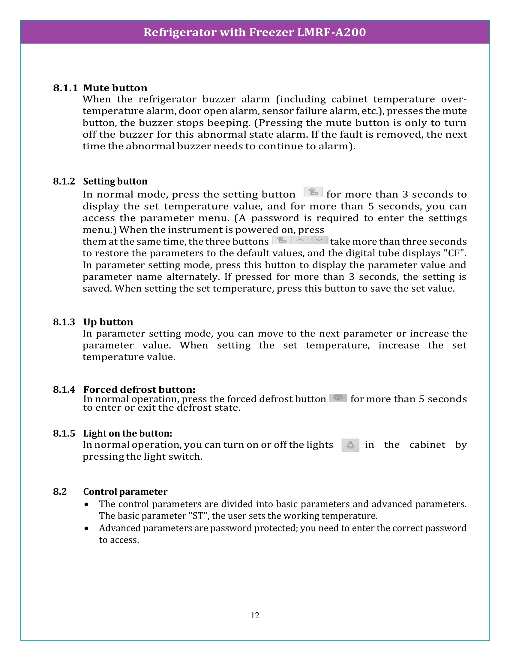 Refrigerator with Freezer LMRF-A200 Manual