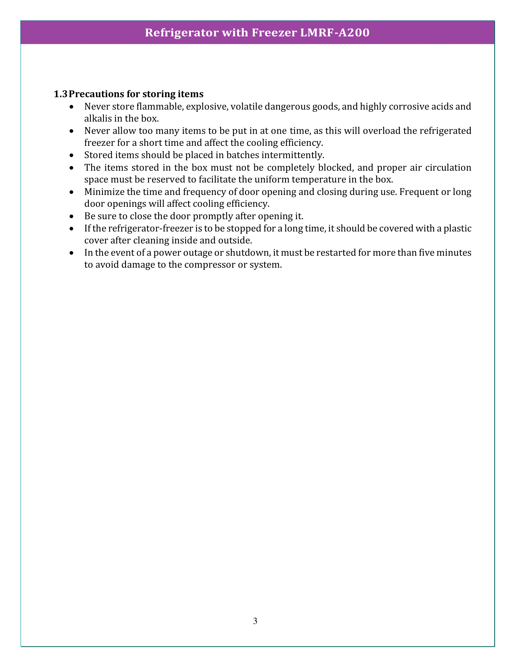 Refrigerator with Freezer LMRF-A200 Manual