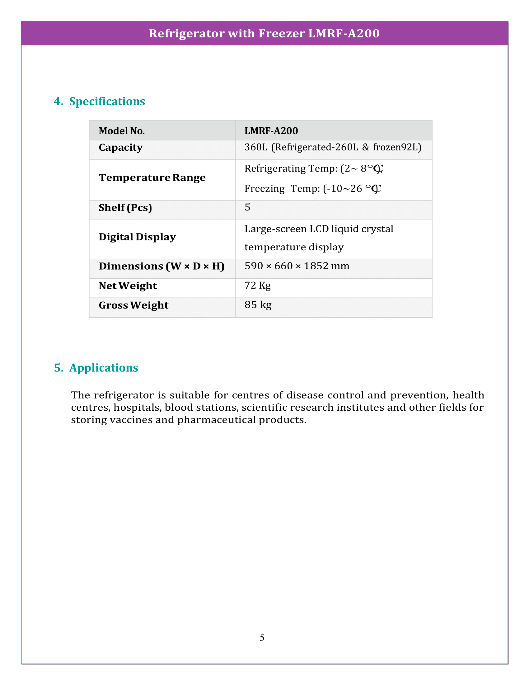 Refrigerator with Freezer LMRF-A200 Manual