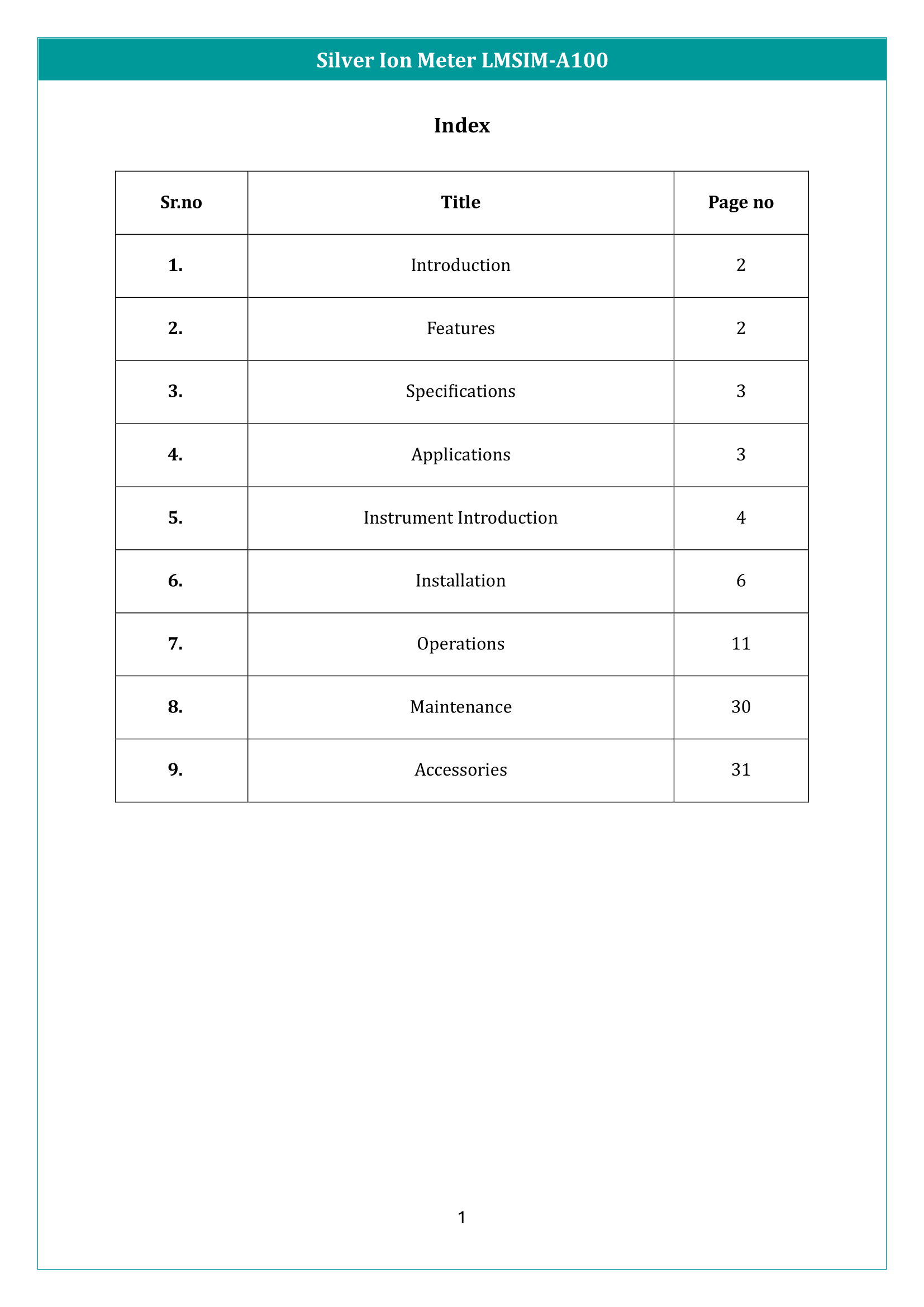 Silver Ion Meter LMSIM-A100 Manual
