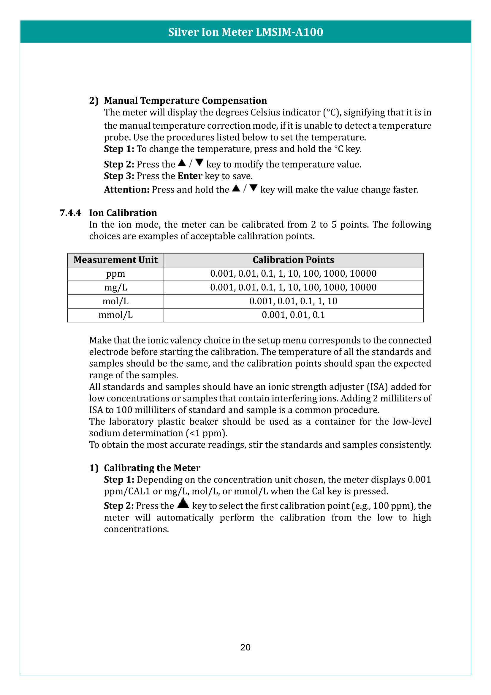 Silver Ion Meter LMSIM-A100 Manual