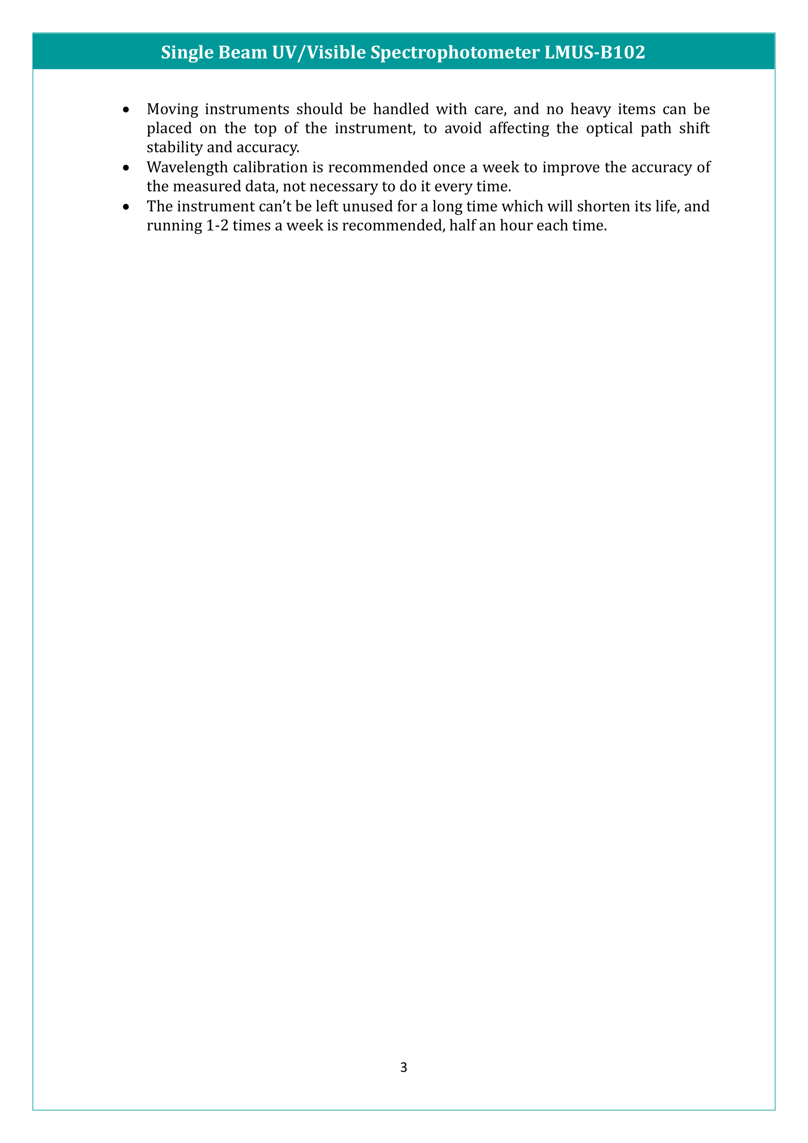 Single Beam UV/Visible Spectrophotometer LMUS-B102 Manual