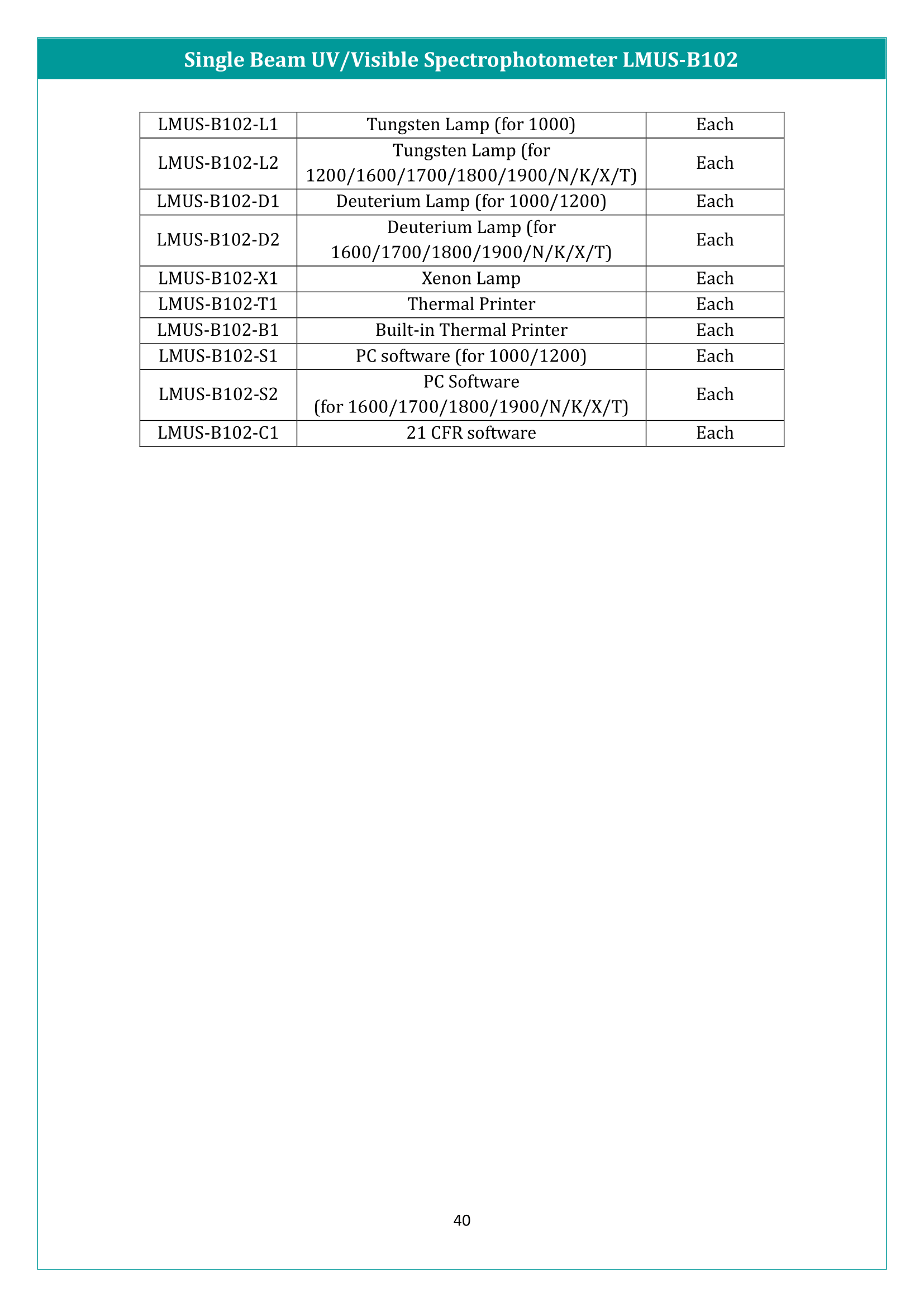 Single Beam UV/Visible Spectrophotometer LMUS-B102 Manual