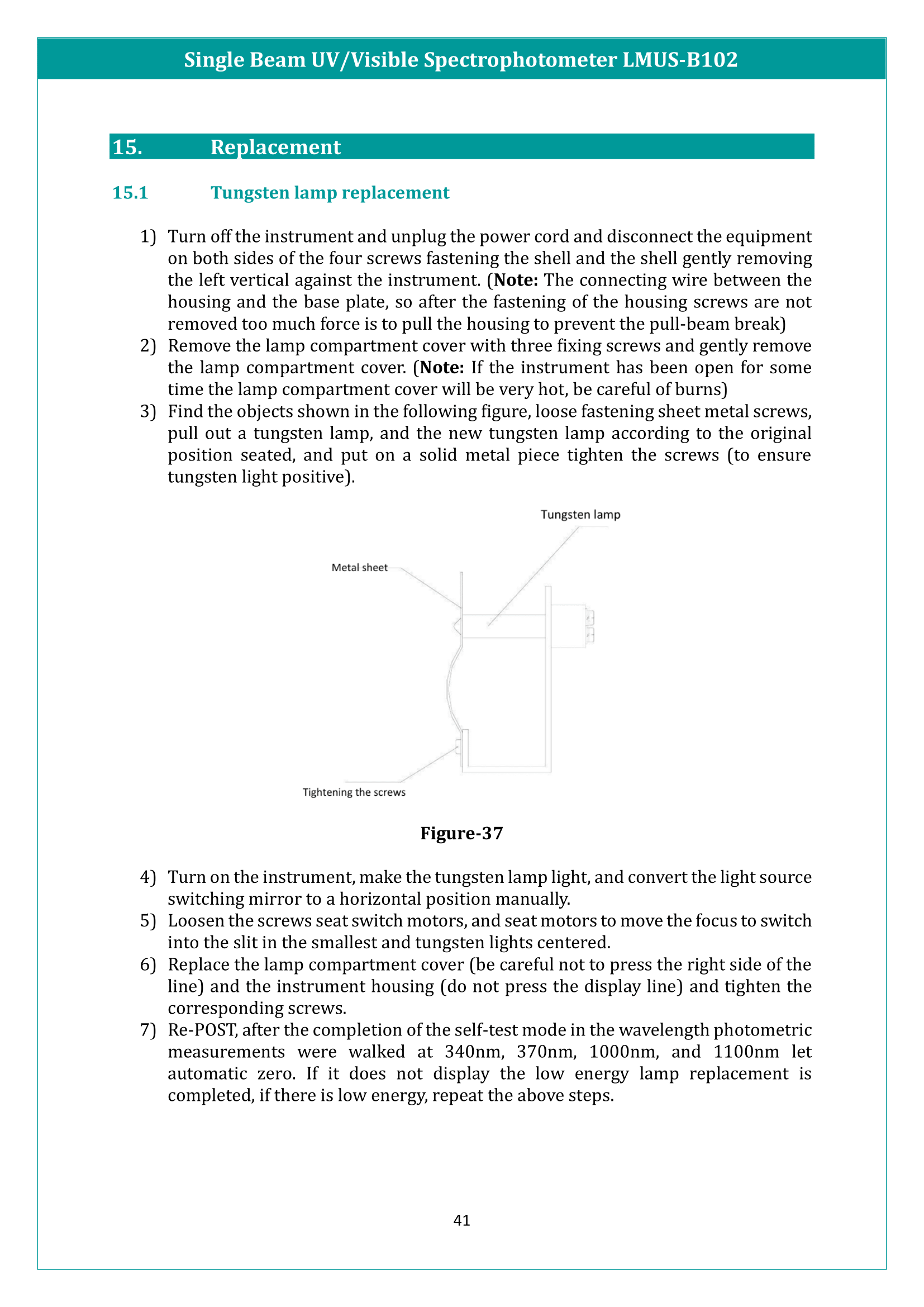 Single Beam UV/Visible Spectrophotometer LMUS-B102 Manual