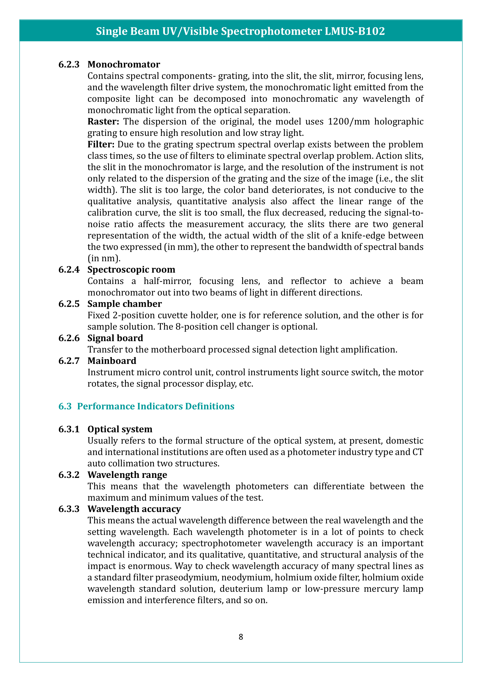 Single Beam UV/Visible Spectrophotometer LMUS-B102 Manual
