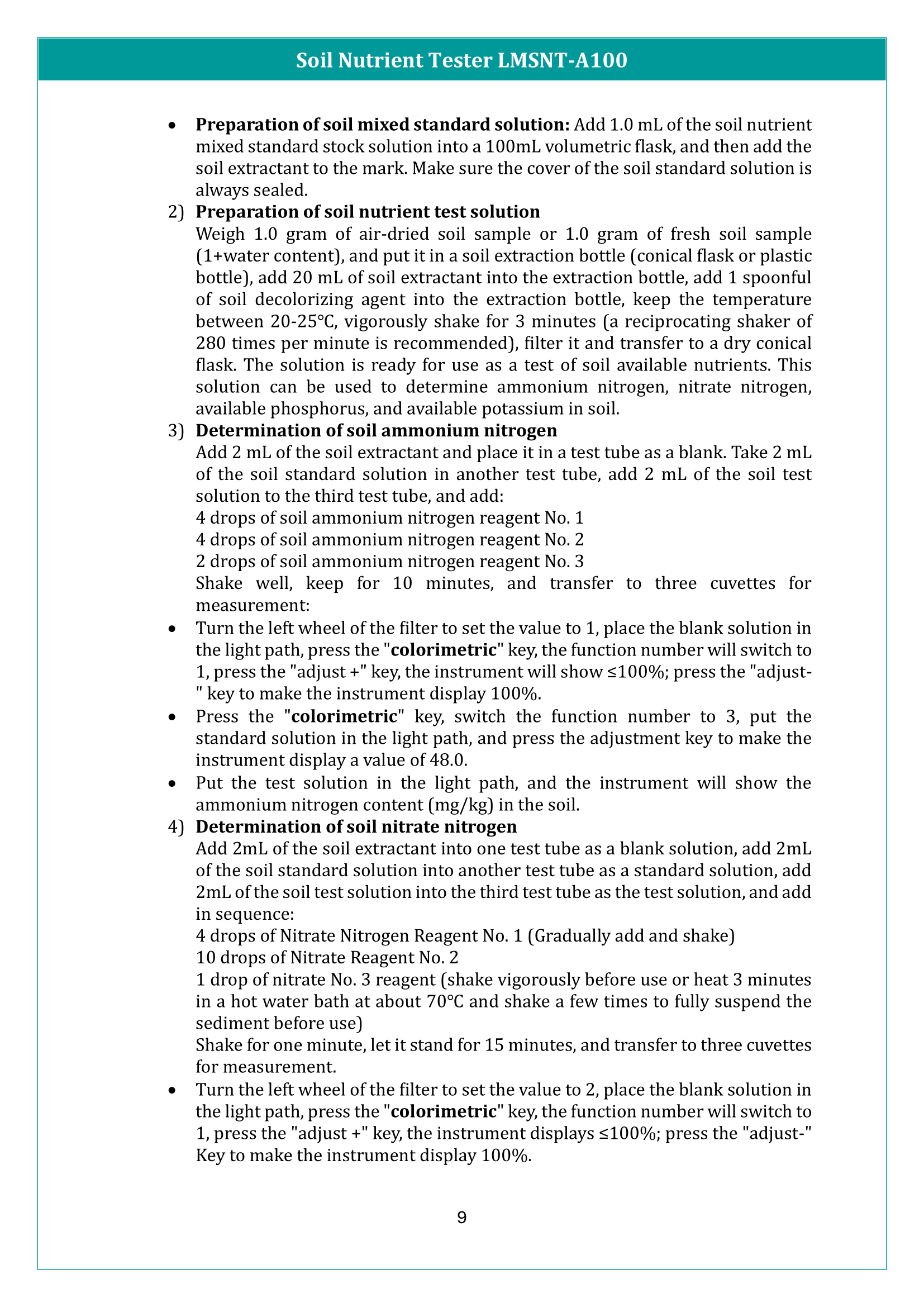 Soil Nutrient Tester LMSNT-A100 Manual