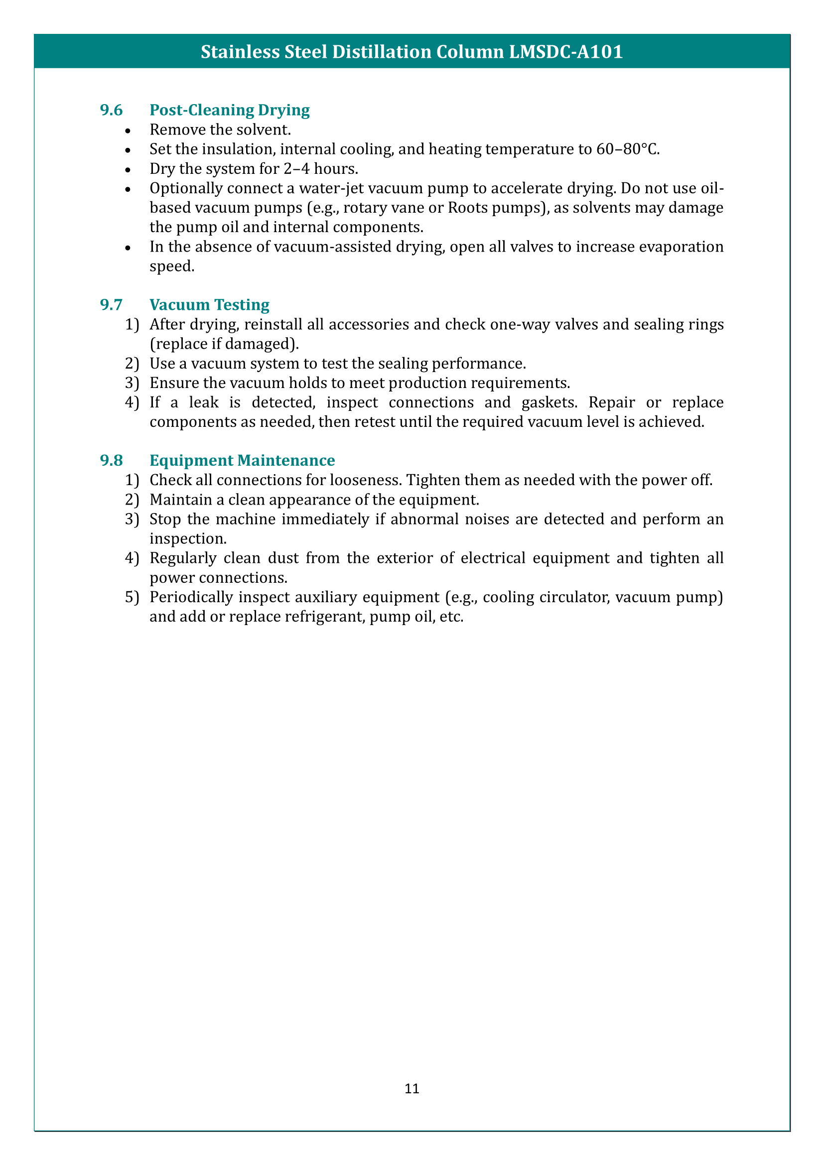 Stainless Steel Distillation Column LMSDC-A101 Manual