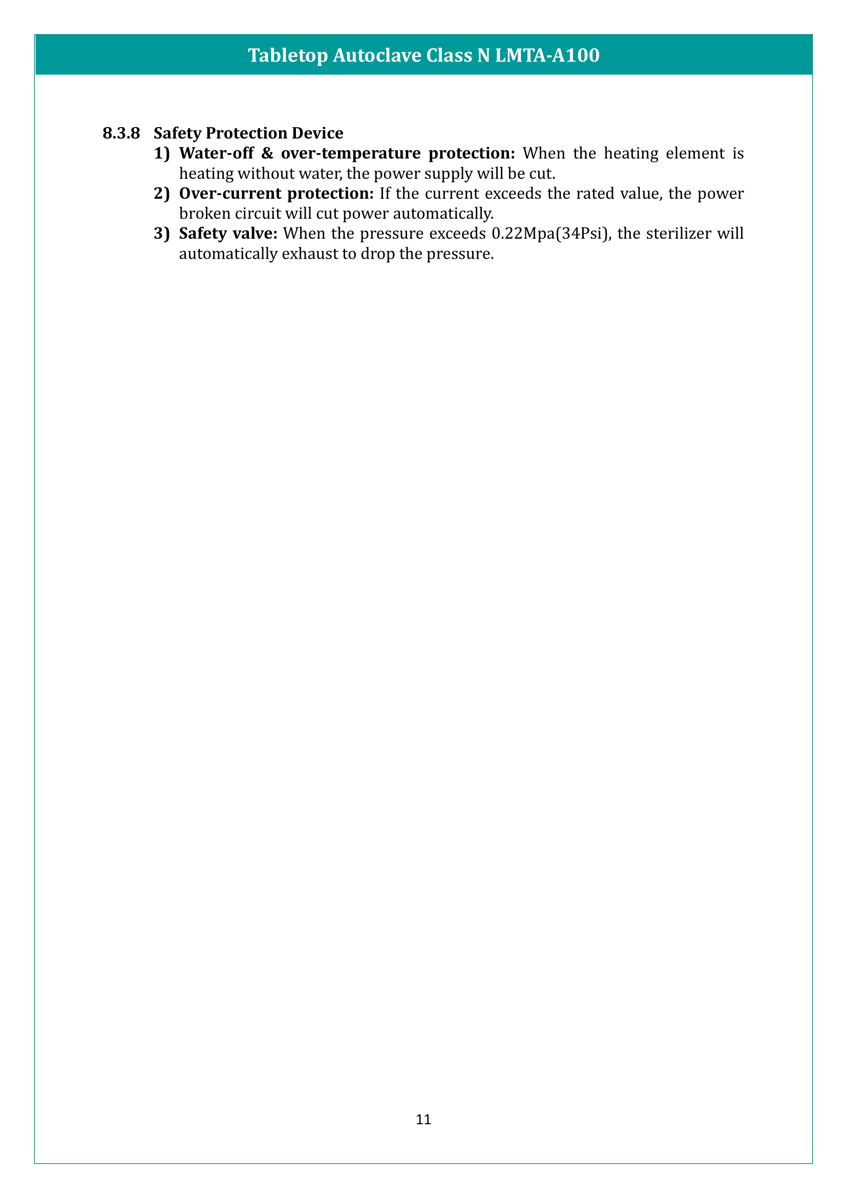 Tabletop Autoclave Class N LMTA-A100 Manual