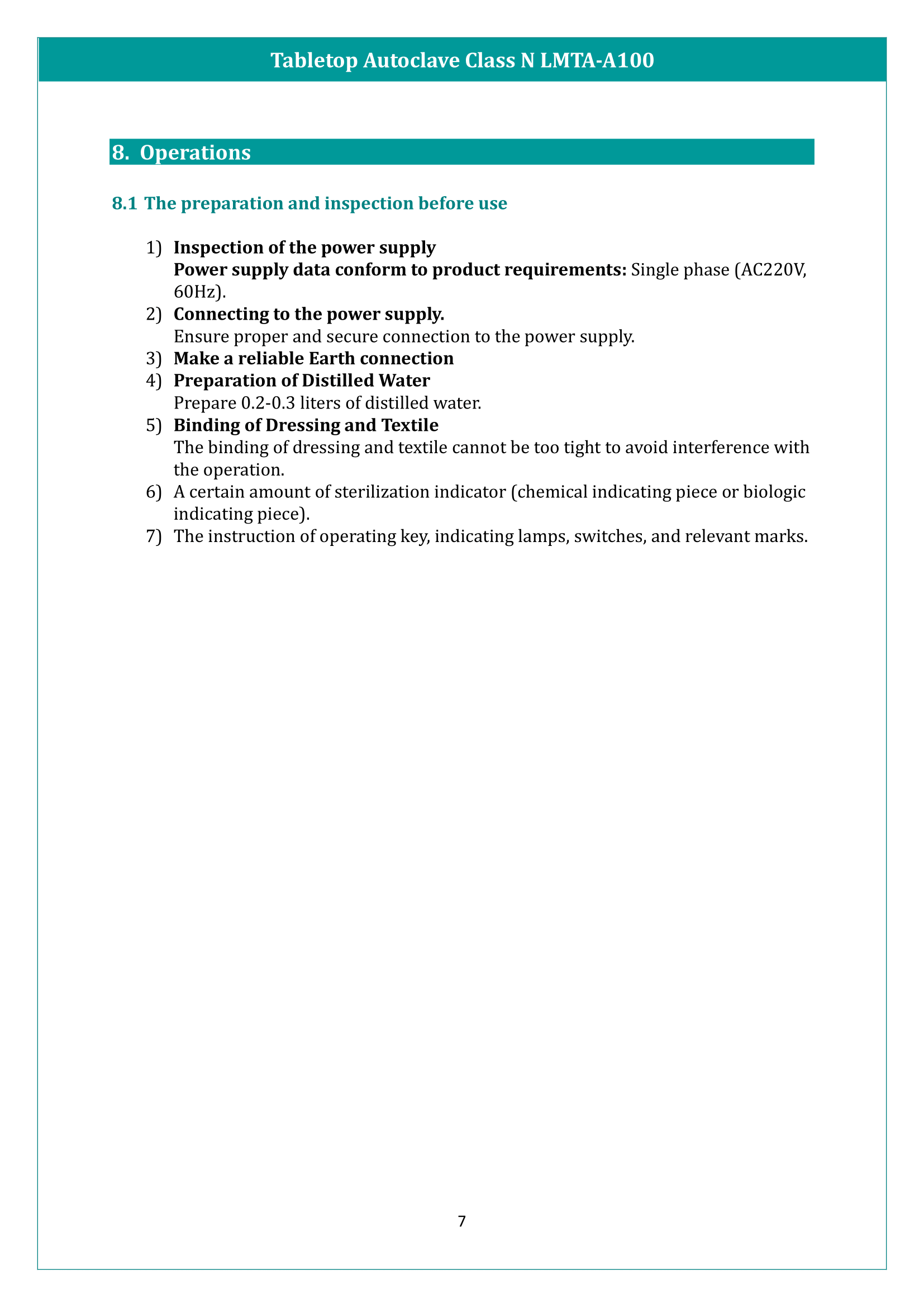 Tabletop Autoclave Class N LMTA-A100 Manual