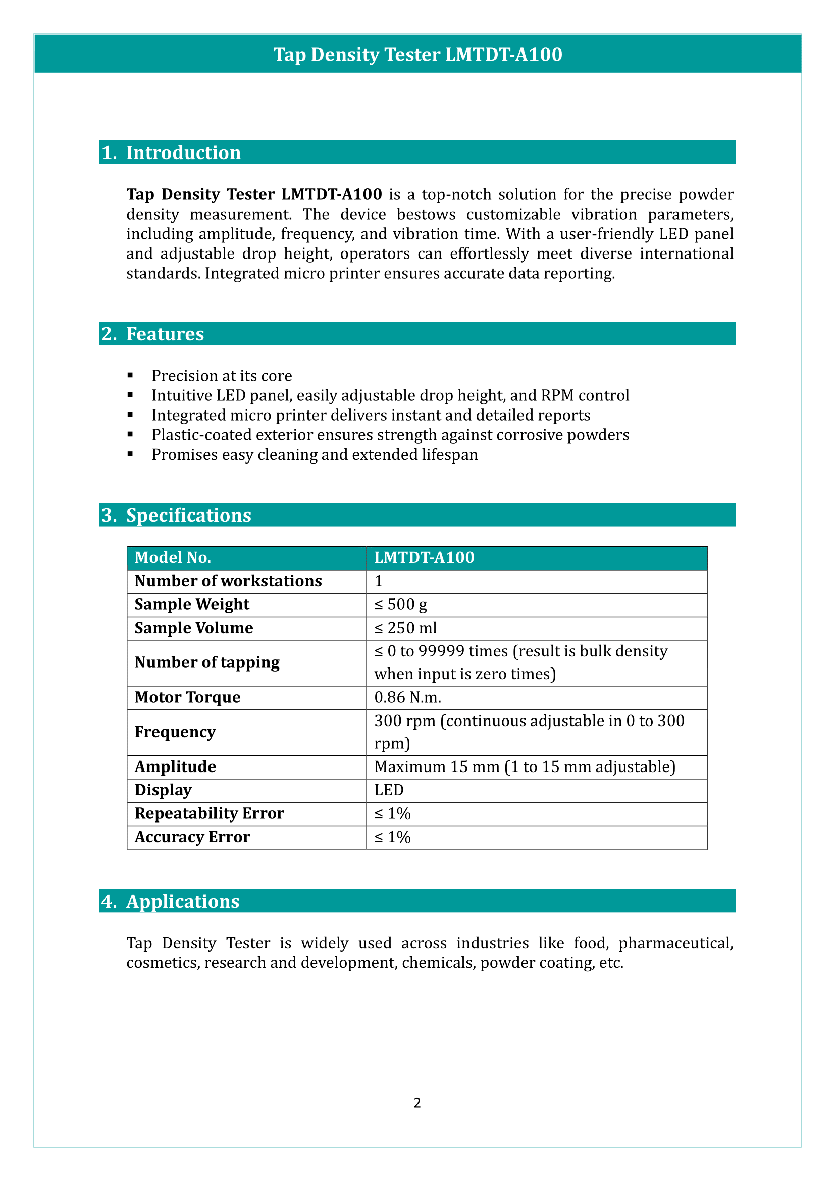 Tap Density Tester LMTDT-A100 Manual