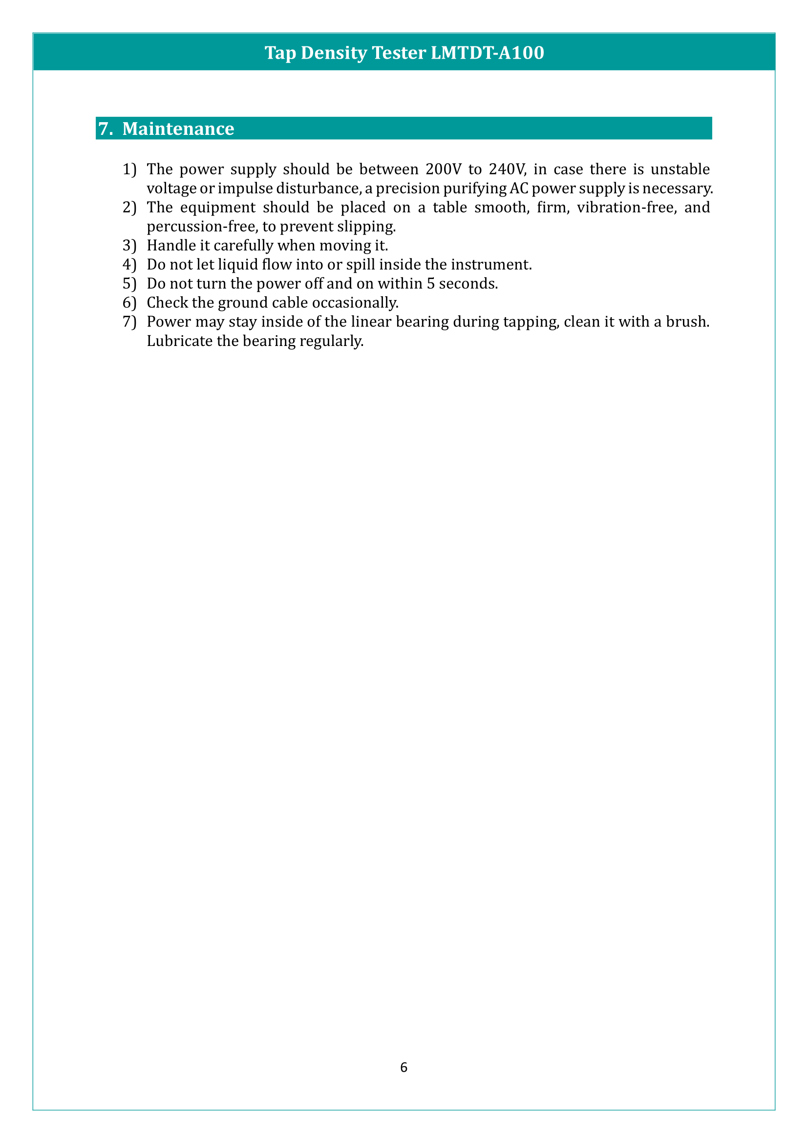 Tap Density Tester LMTDT-A100 Manual
