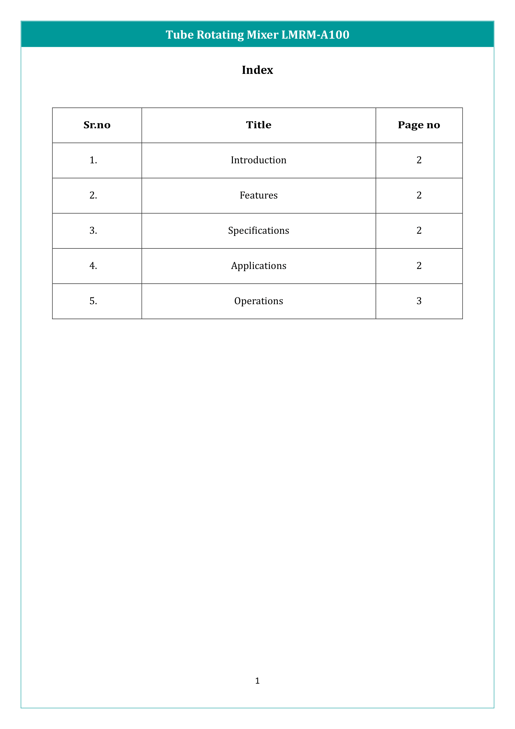 Tube Rotating Mixer LMRM-A100 Manual