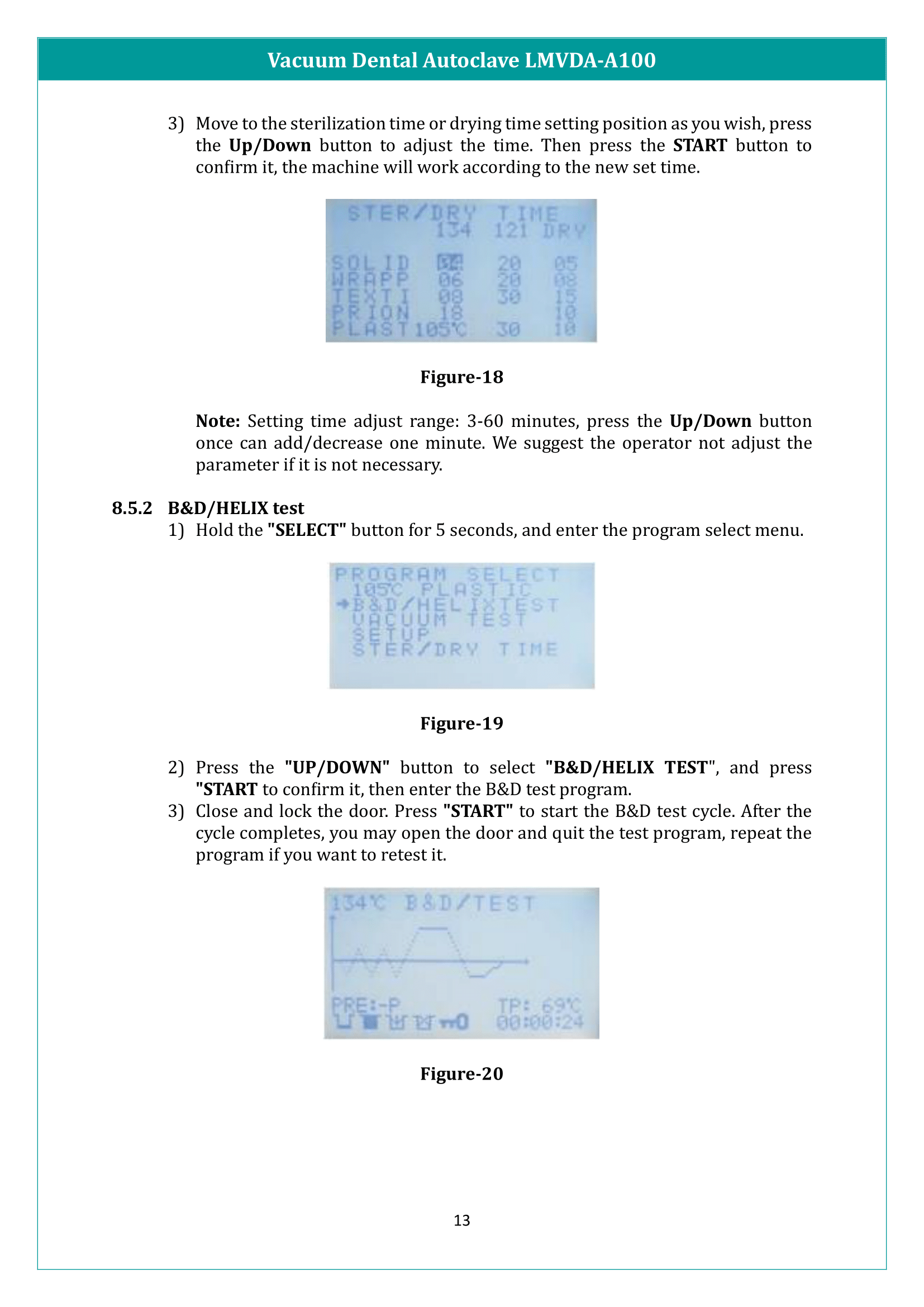 Vacuum Dental Autoclave LMVDA-A100 Manual