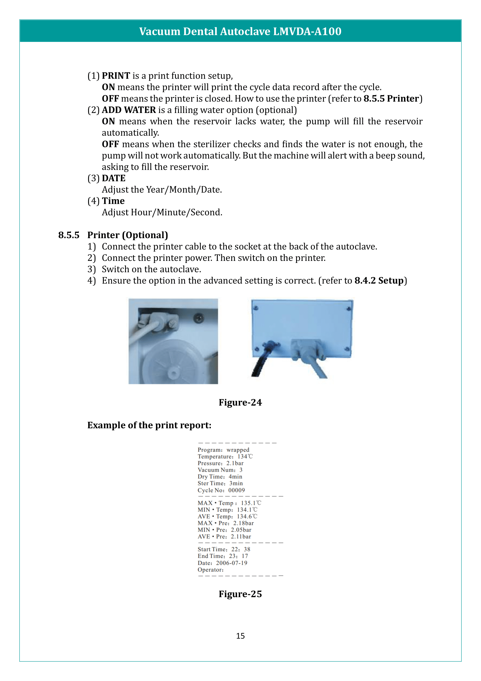 Vacuum Dental Autoclave LMVDA-A100 Manual