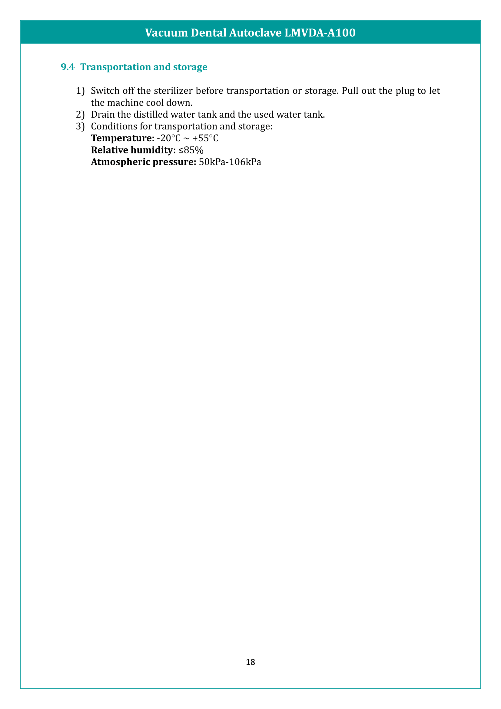 Vacuum Dental Autoclave LMVDA-A100 Manual