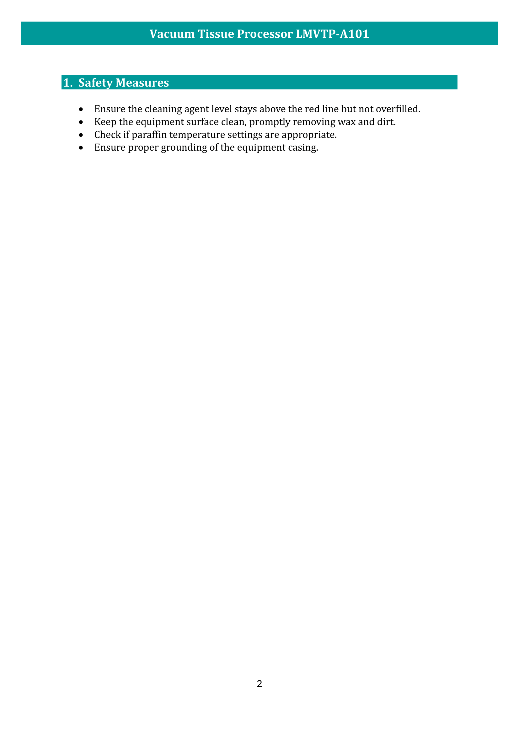 Vacuum Tissue Processor LMVTP-A101 Manual