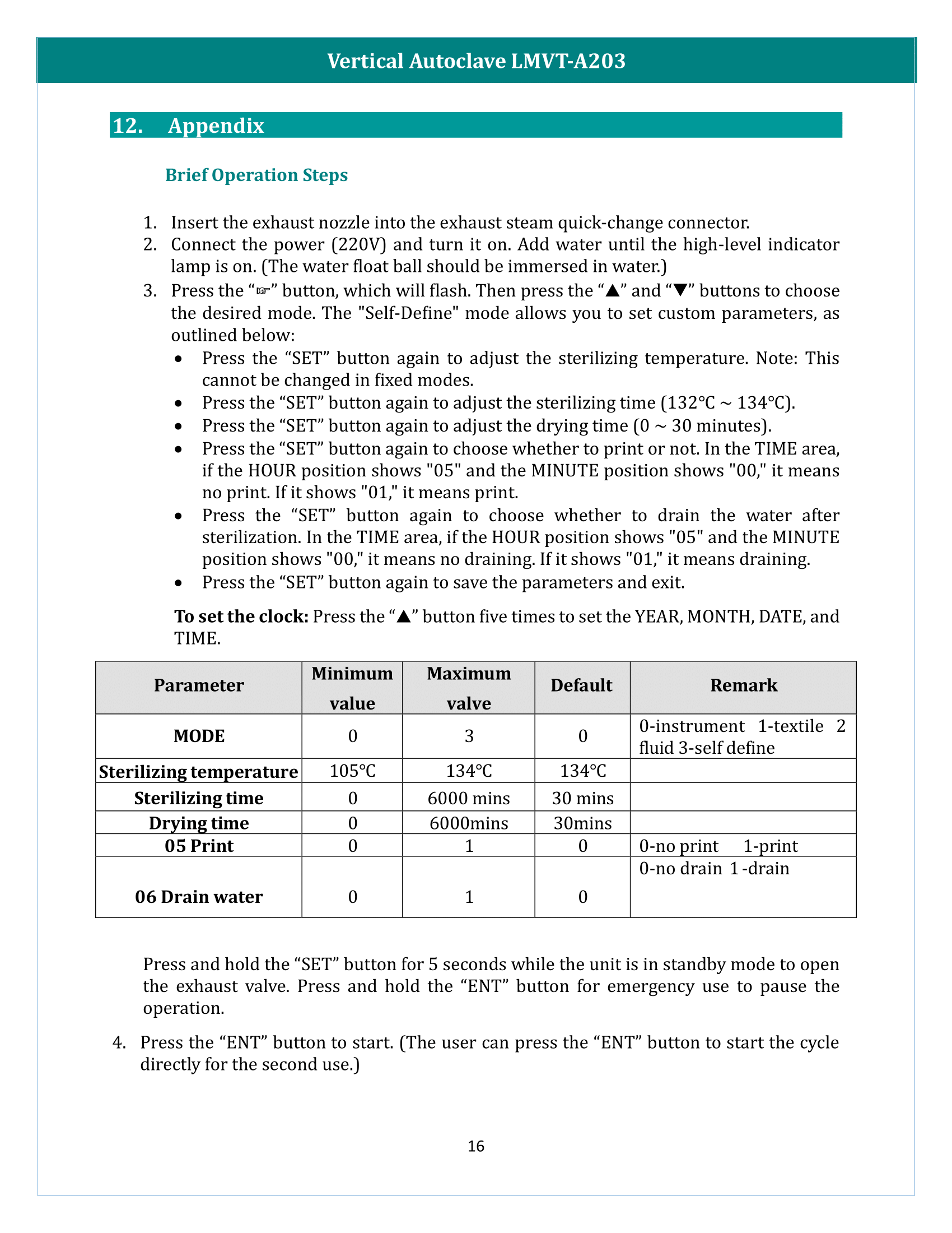 Vertical Autoclave LMVT-A203 Manual
