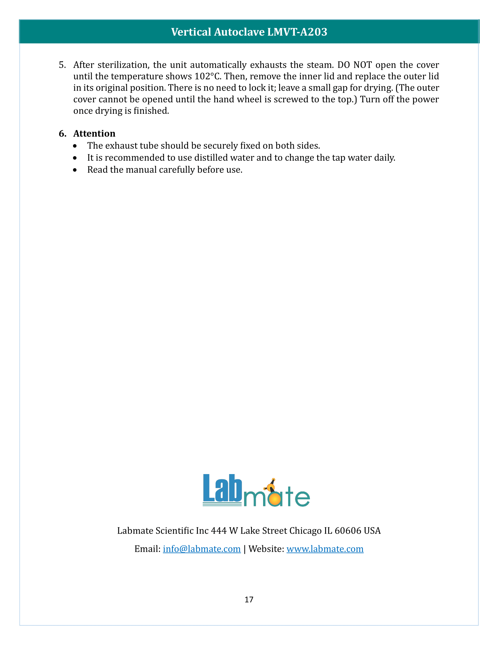 Vertical Autoclave LMVT-A203 Manual