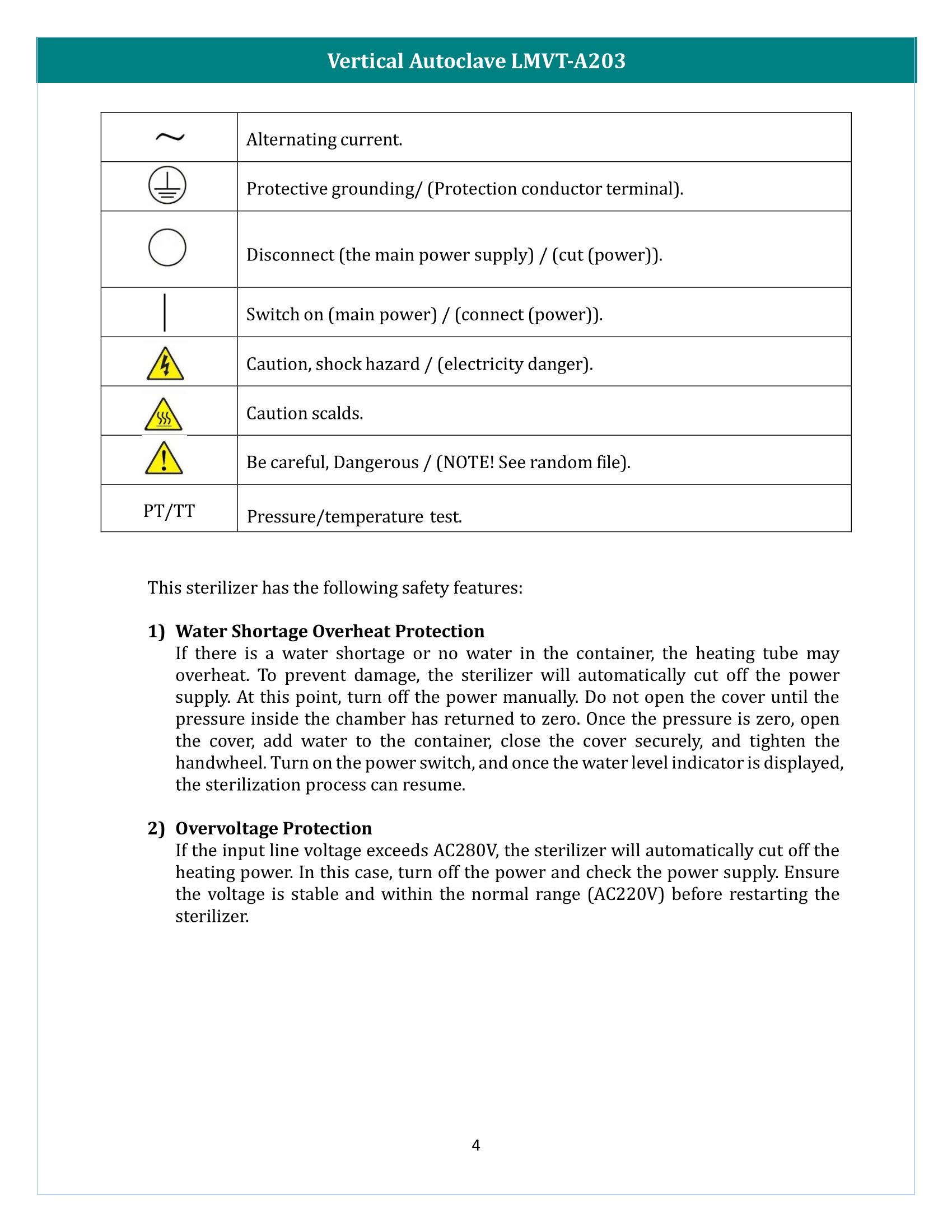 Vertical Autoclave LMVT-A203 Manual
