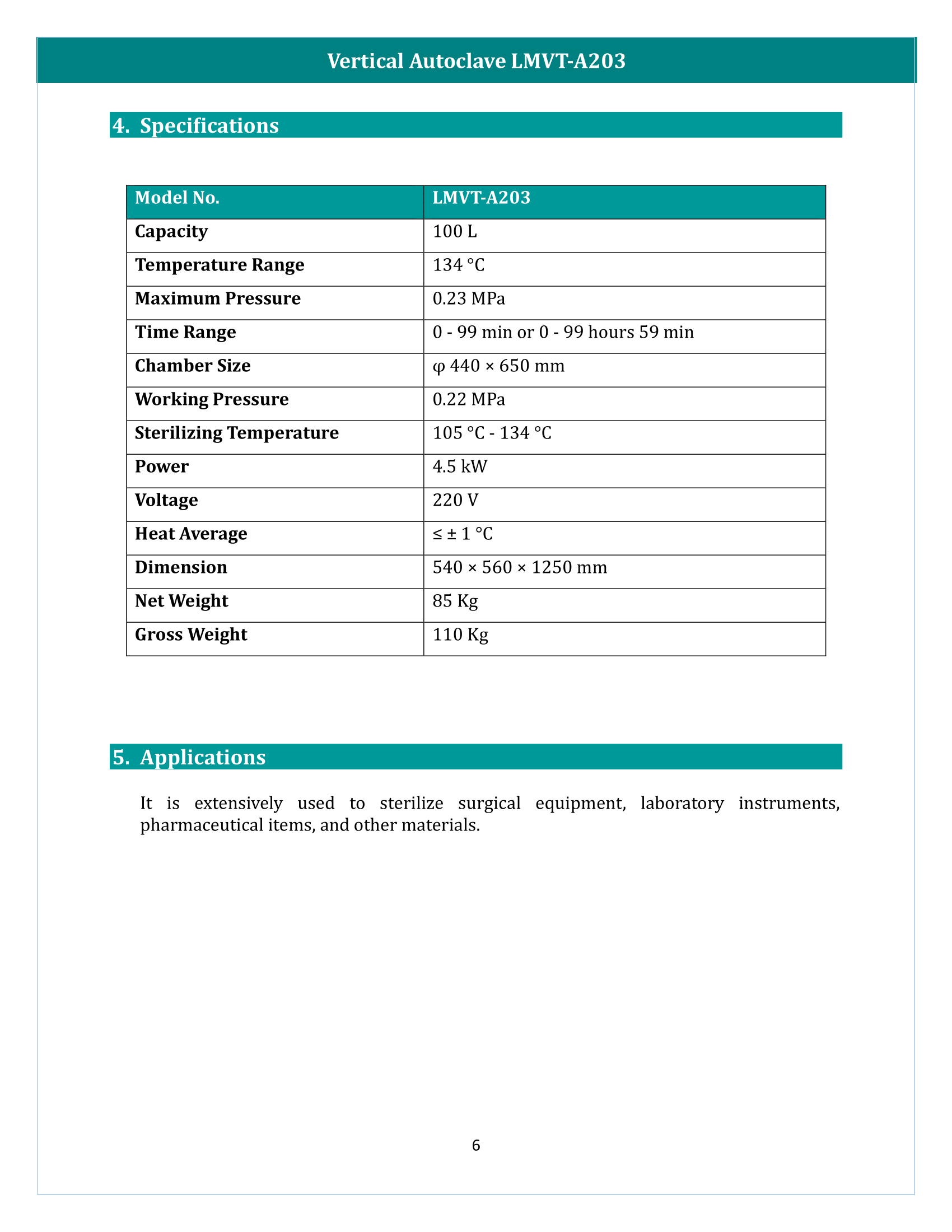 Vertical Autoclave LMVT-A203 Manual