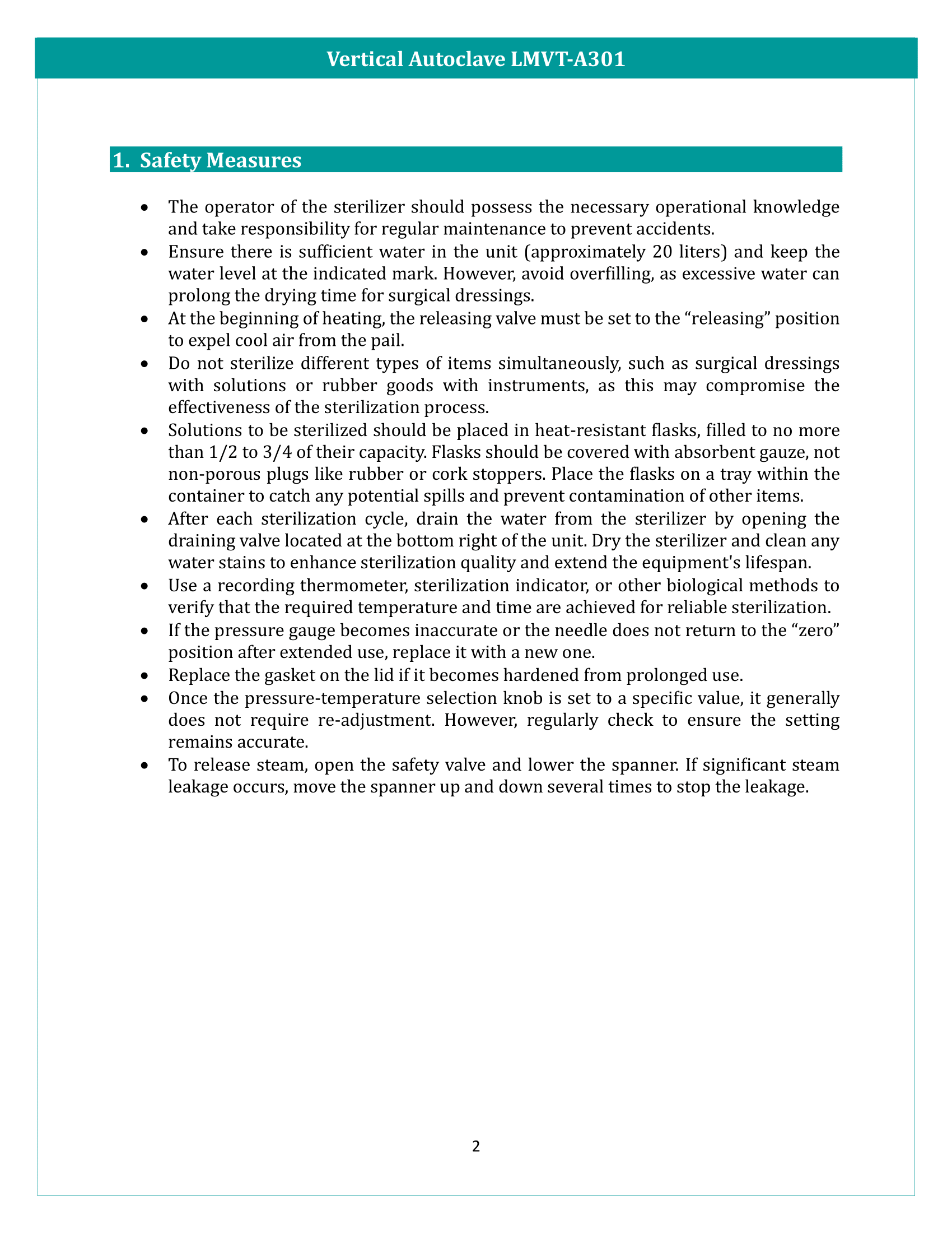 Vertical Autoclave LMVT-A301 Manual