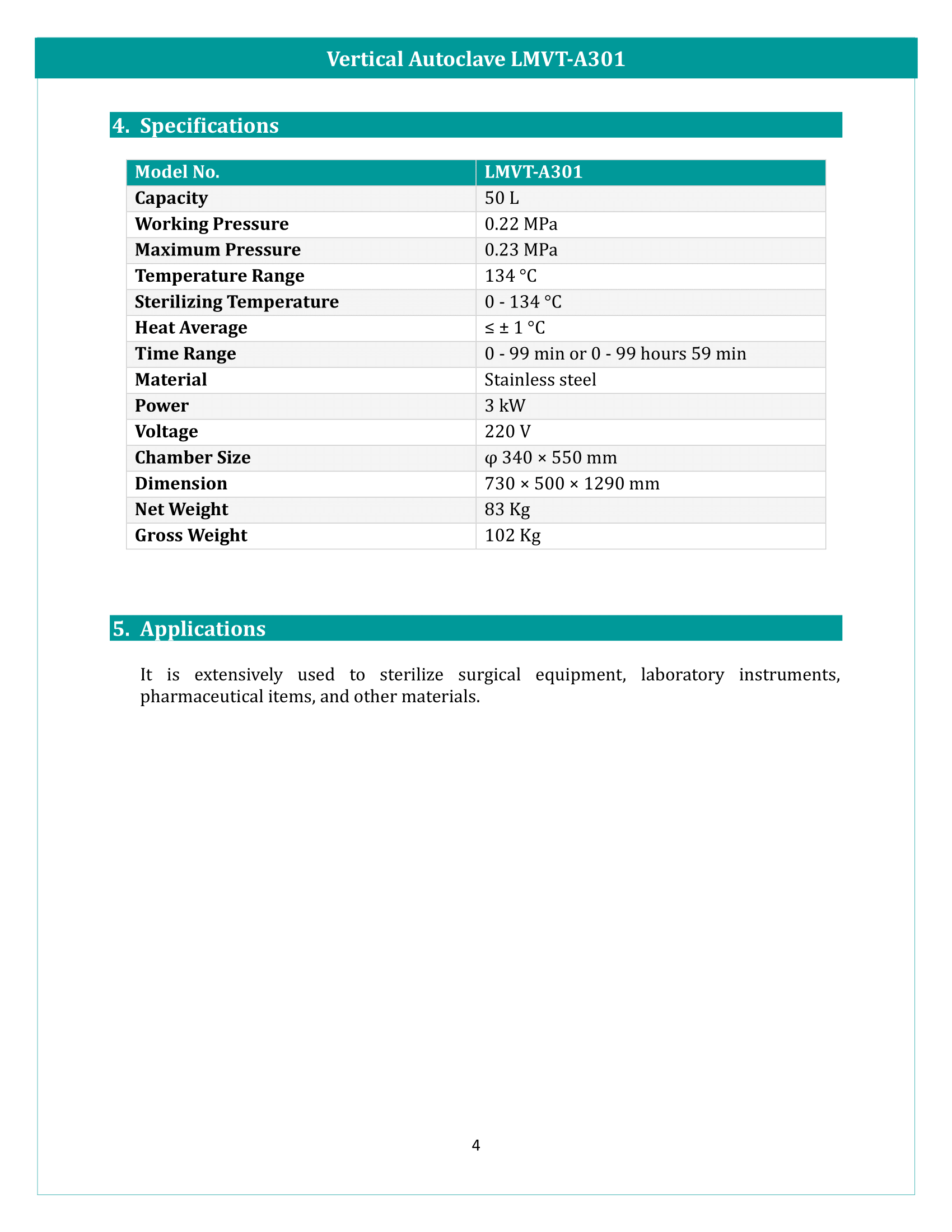 Vertical Autoclave LMVT-A301 Manual
