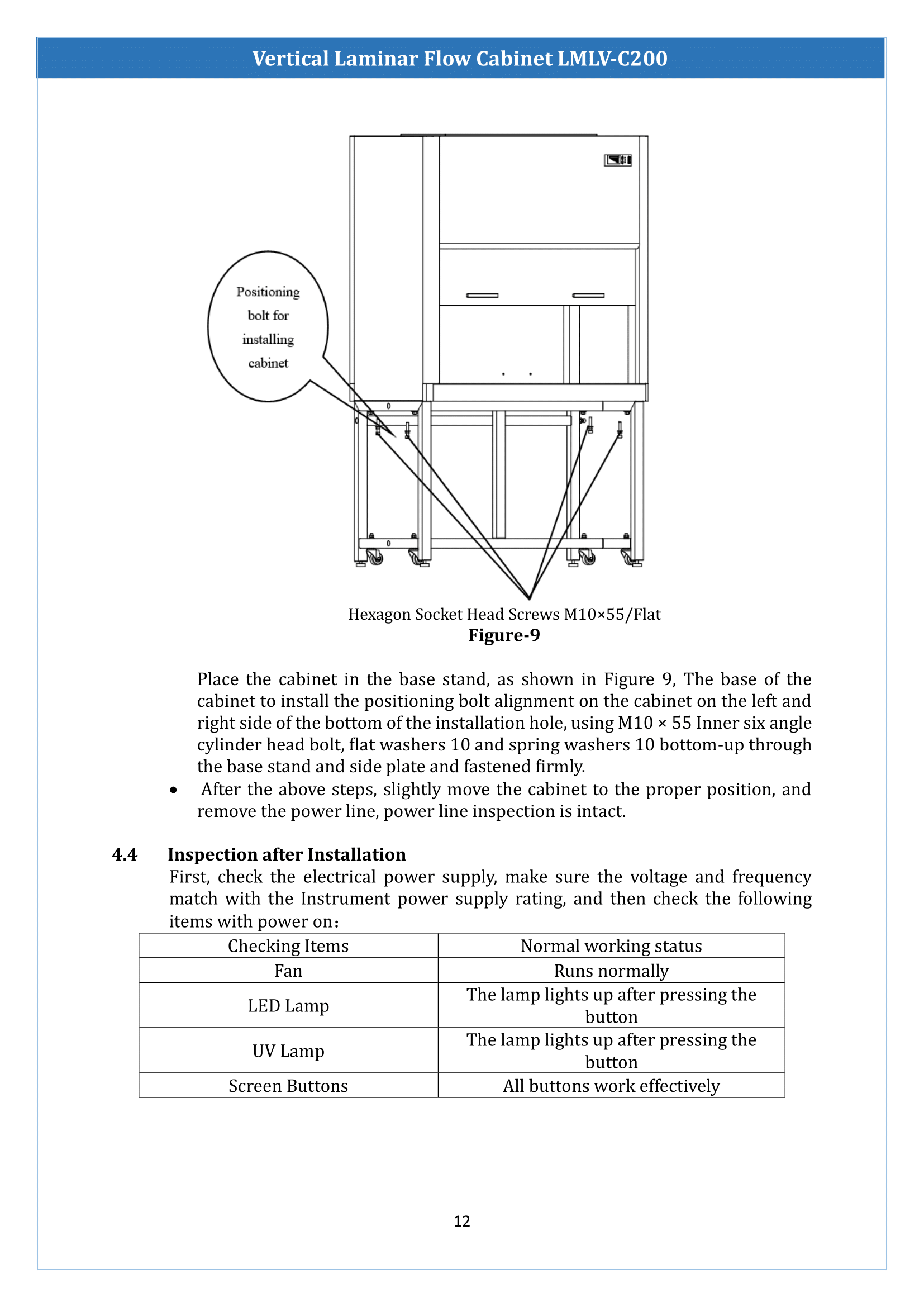 Vertical Laminar Flow Cabinet LMLV-C200 Manual